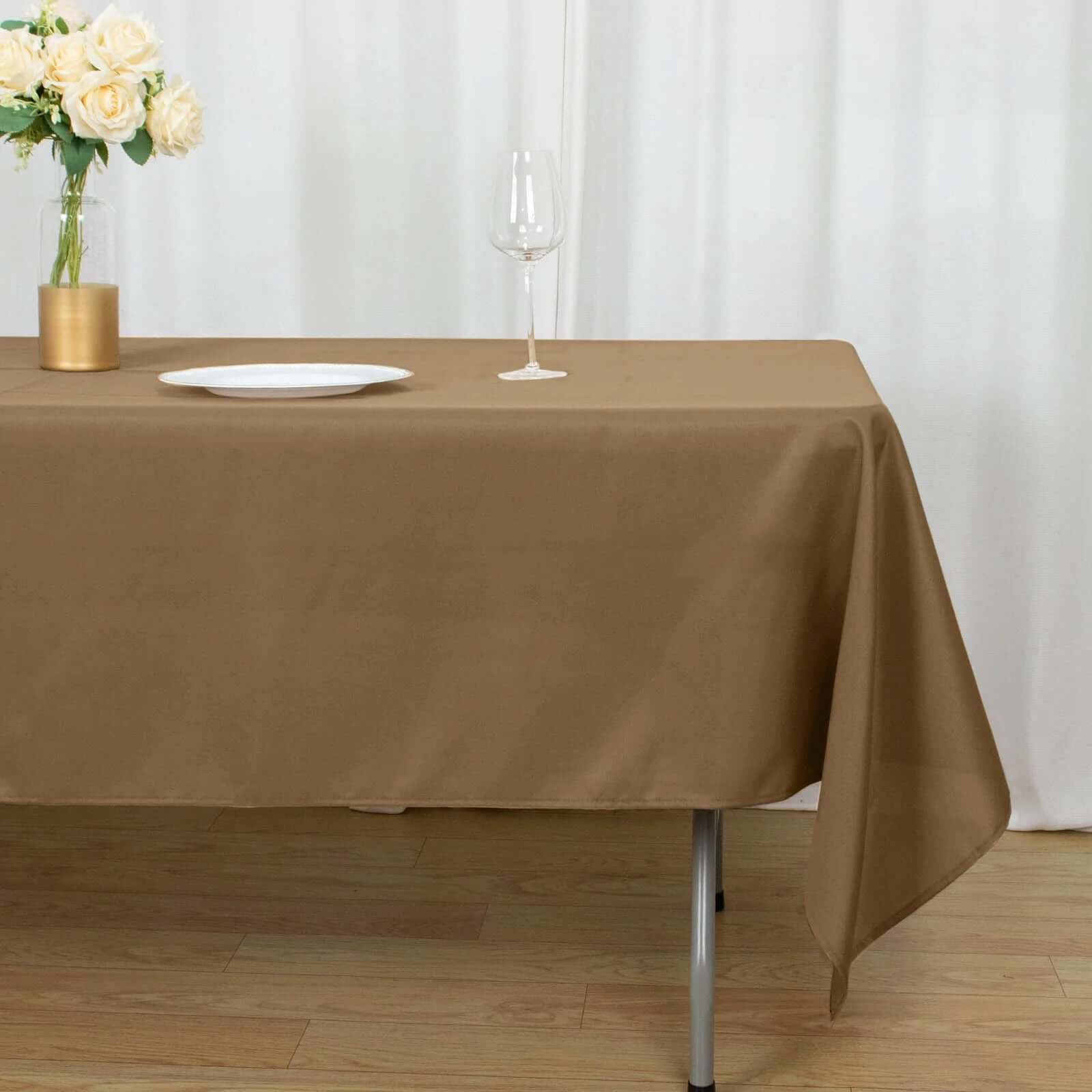 Stylish and Durable Taupe Polyester Rectangle Tablecloth (60x102) - Perfect for Events