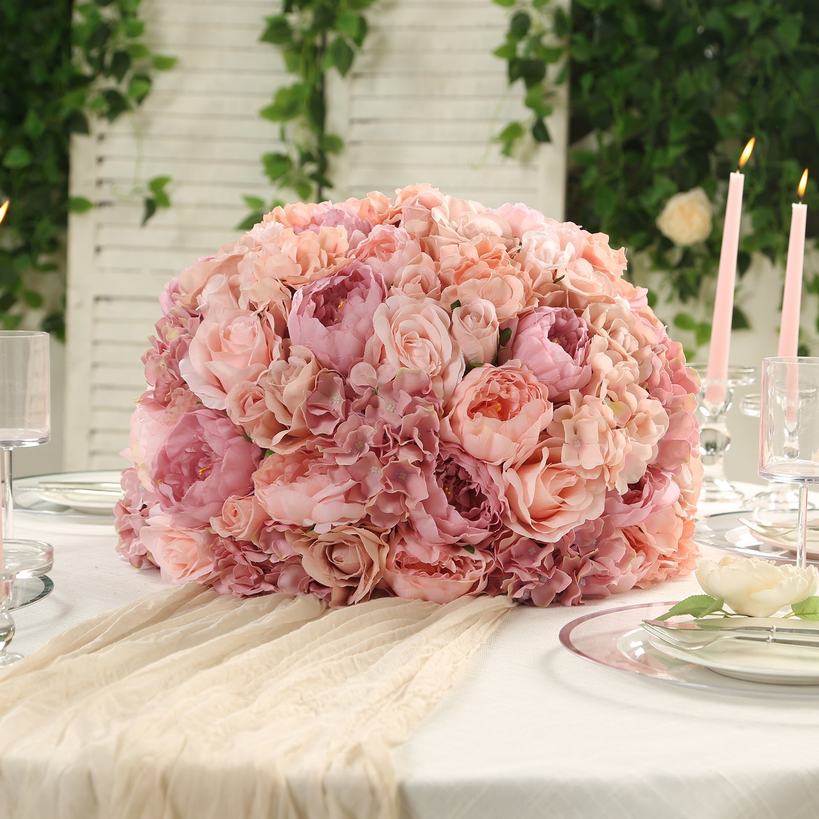 Hot Sale! Large Blush Artificial Silk Rose Flower Balls for Wedding Centerpieces and Table Decor