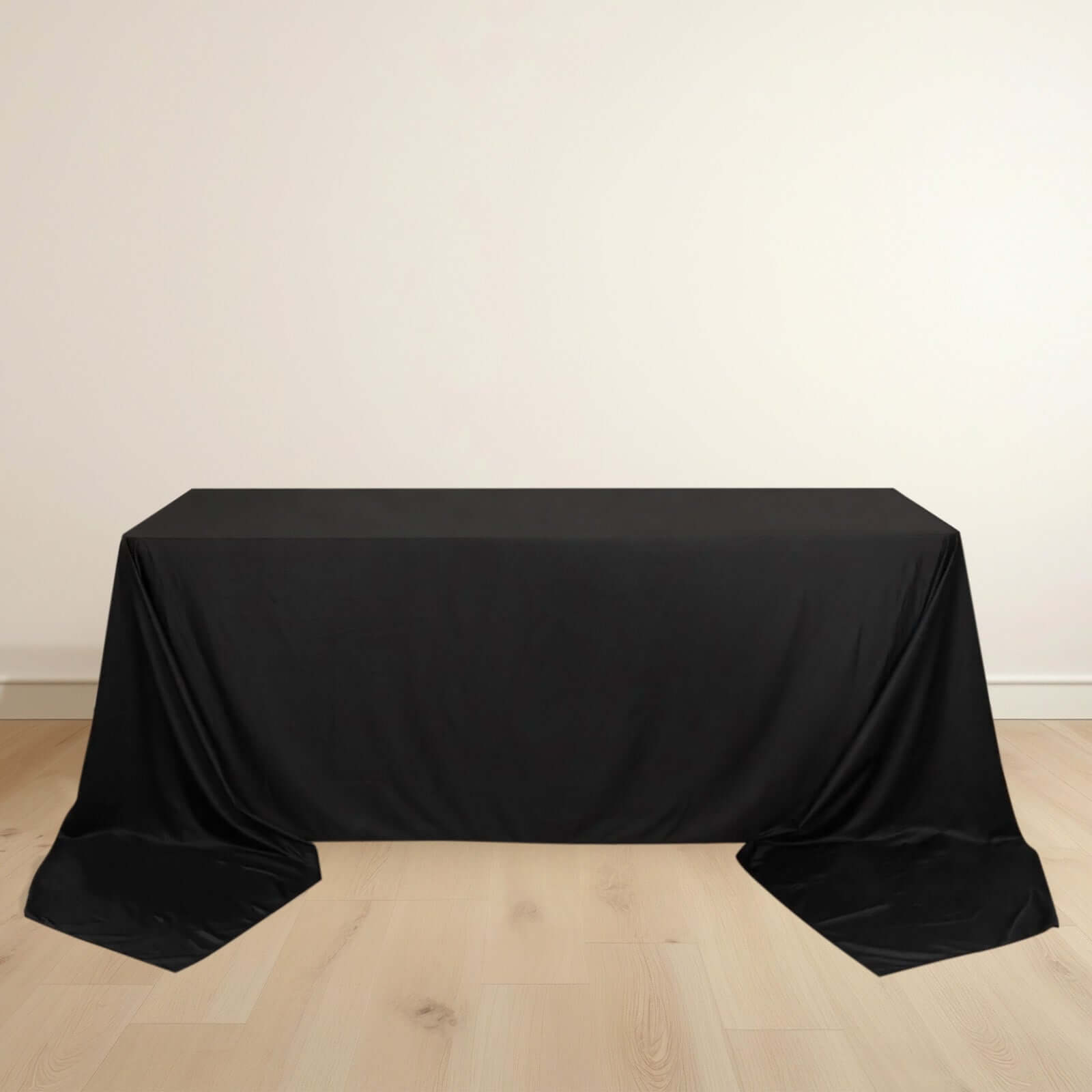 Black Premium Scuba 90x156 Wrinkle-Free, Stain-Resistant Rectangular Tablecloth for Weddings & Parties