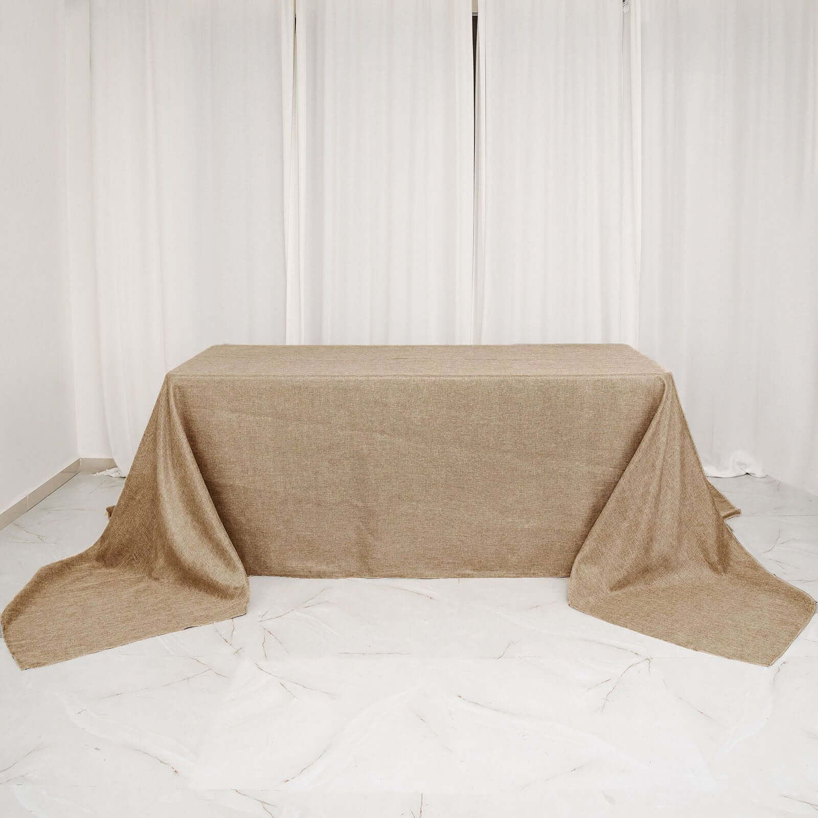 Natural Rustic Faux Burlap Jute Rectangle Tablecloth - Perfect for Events!
