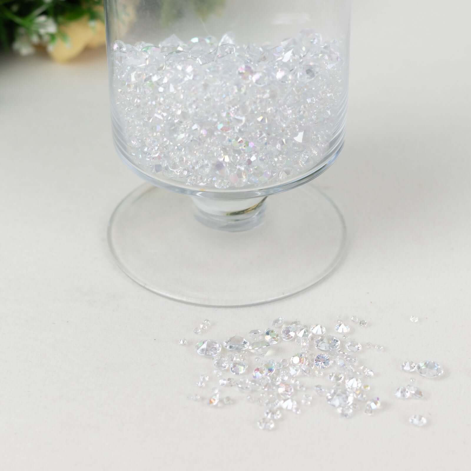 Get 4000 Pcs Iridescent Acrylic Diamond Beads - Ideal for Wedding Decor & DIY, 3mm, 6mm, 10mm Sizes