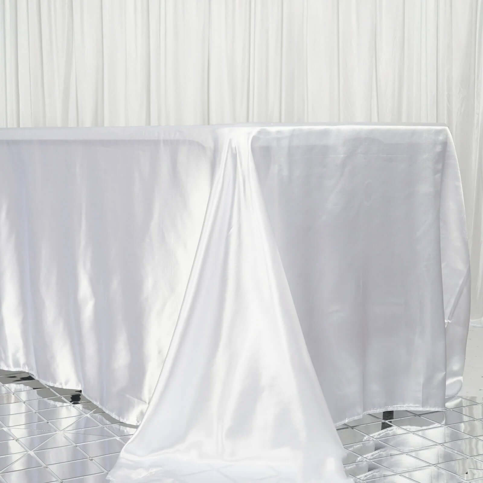 Premium White Satin Rectangular 90x156 Tablecloth - Ideal for Weddings & Events