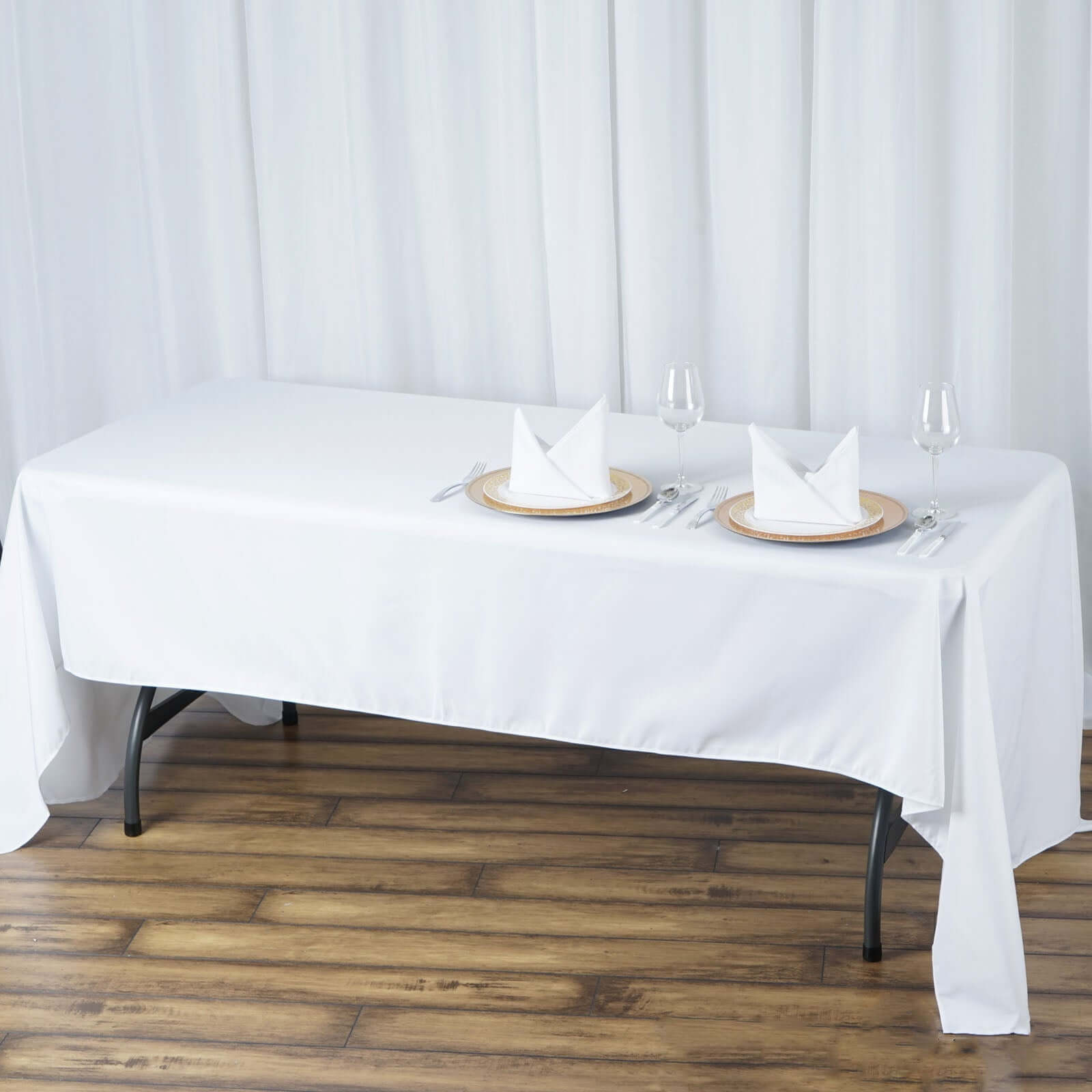 Special Offer! White 60x126 Rectangle Premium Polyester Tablecloth - 220GSM Stain-Resistant for Events