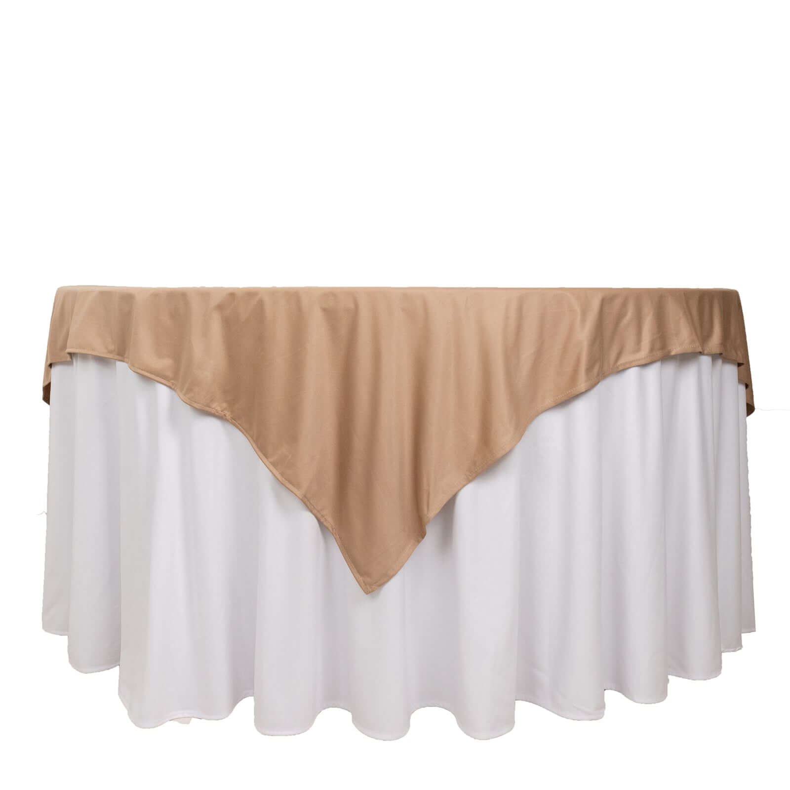 Premium Wrinkle-Free & Stain-Resistant Nude 70x70 Scuba Table Overlay