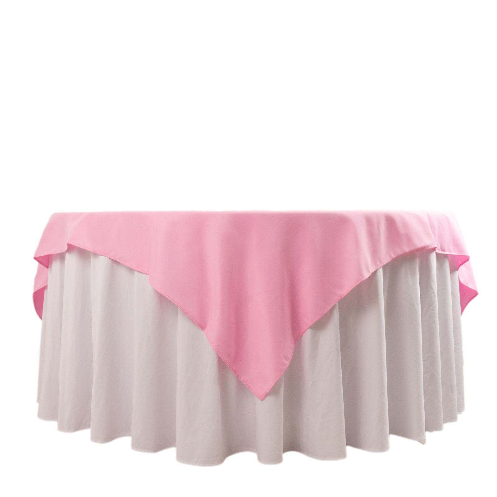 Hot Deal! 70x70 Pink Square Polyester Table Overlay 220GSM Wrinkle-Resistant Tablecloth