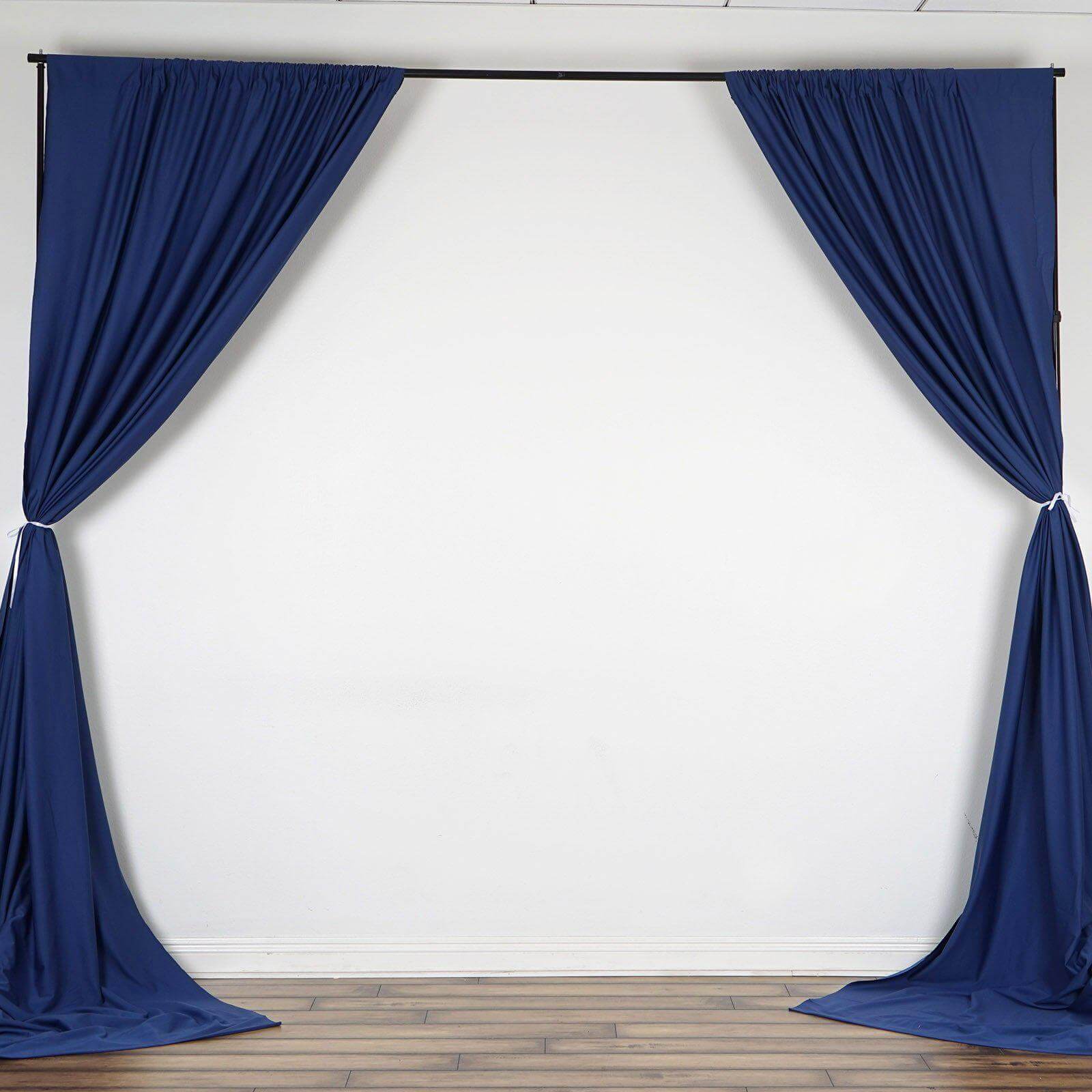 2-Pack Navy Blue Wrinkle-Free Scuba Polyester Flame-Resistant 10ftx10ft Event Curtain Drapes