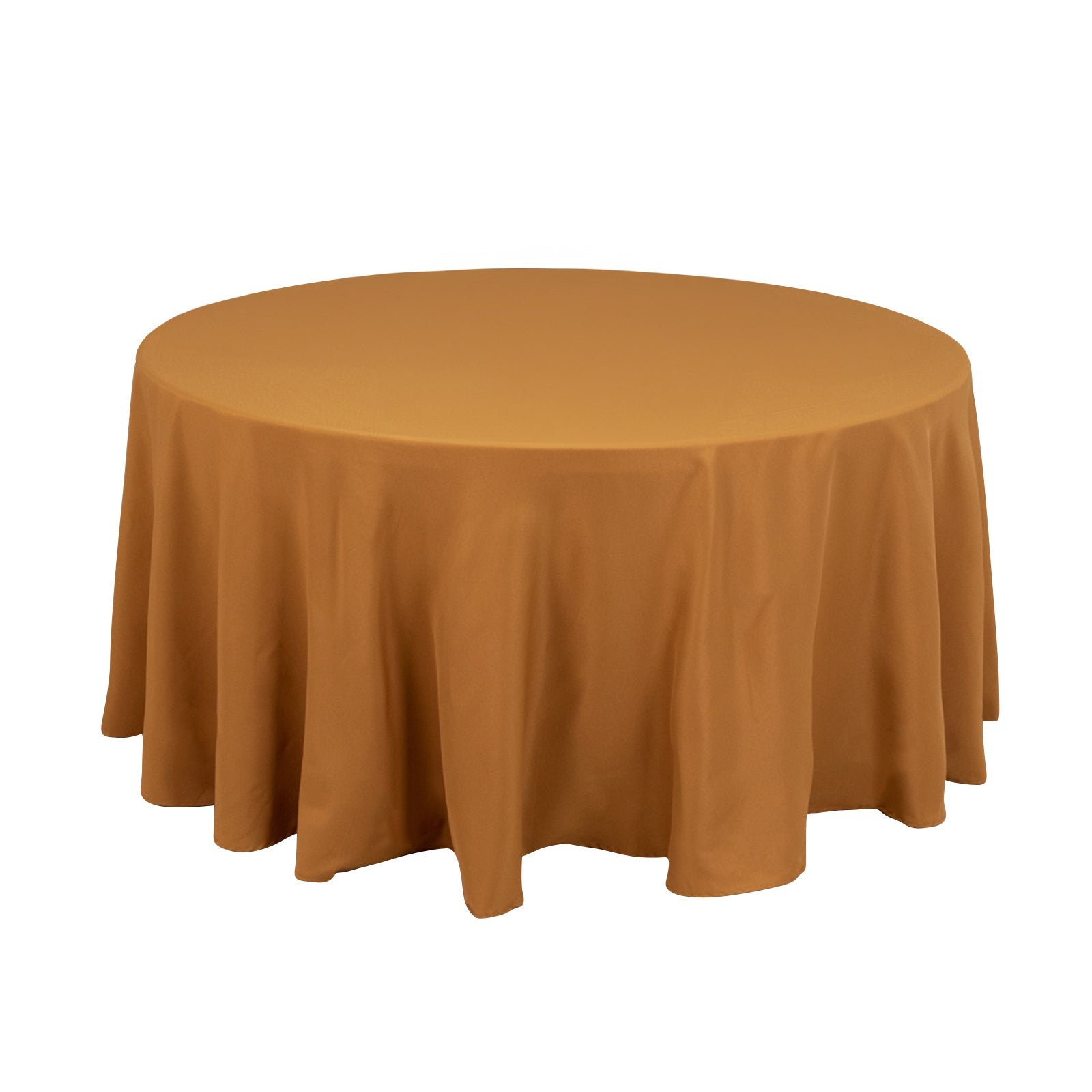 Seamless 220GSM Wrinkle-Resistant Gold Premium Polyester 120 Round Tablecloth for Elegant Events