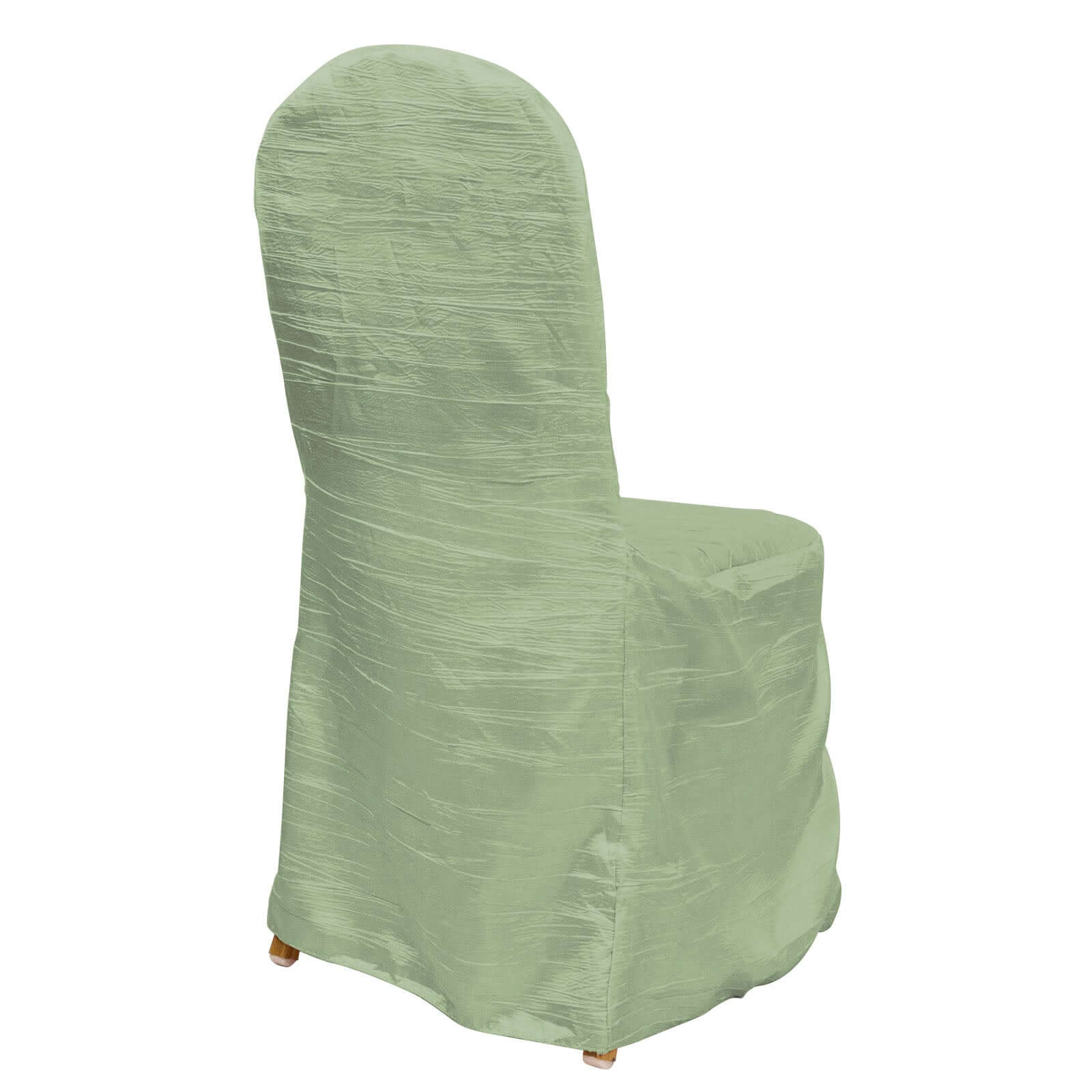 Reusable Sage Green Crinkle Crushed Taffeta Slipcover for Banquet Chairs