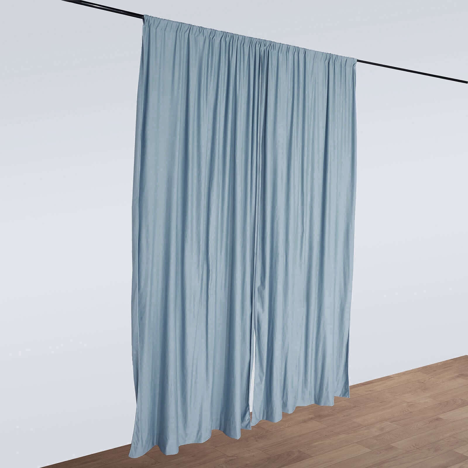 2-Pack 10ftx10ft Dusty Blue Scuba Polyester Wrinkle-Free Flame-Resistant Event Curtain Drapes