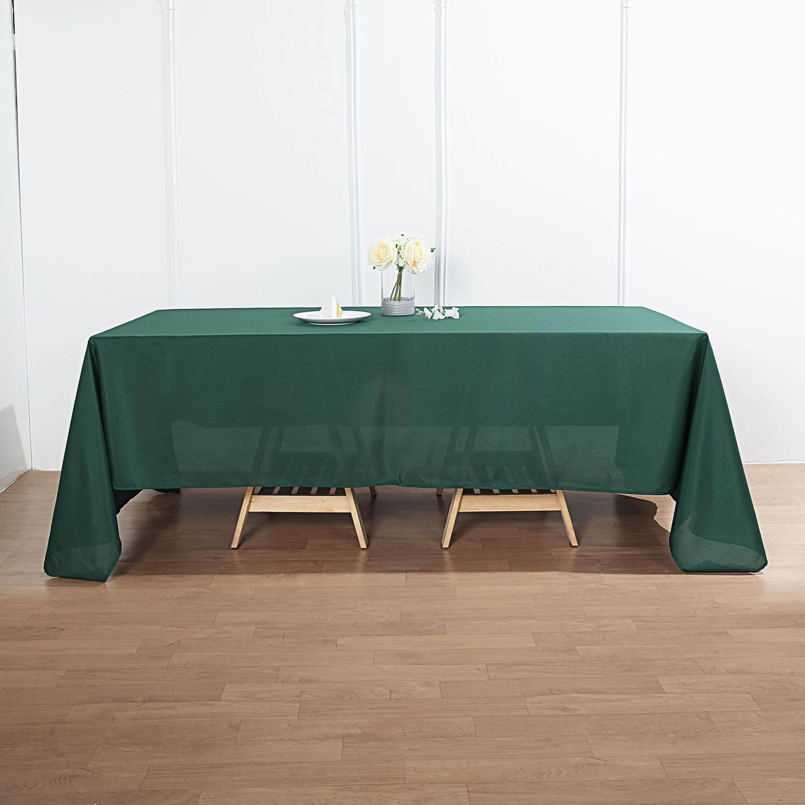 Hot Sale! Durable and Stylish 72x120 Polyester Rectangle Tablecloth in Hunter Emerald Green