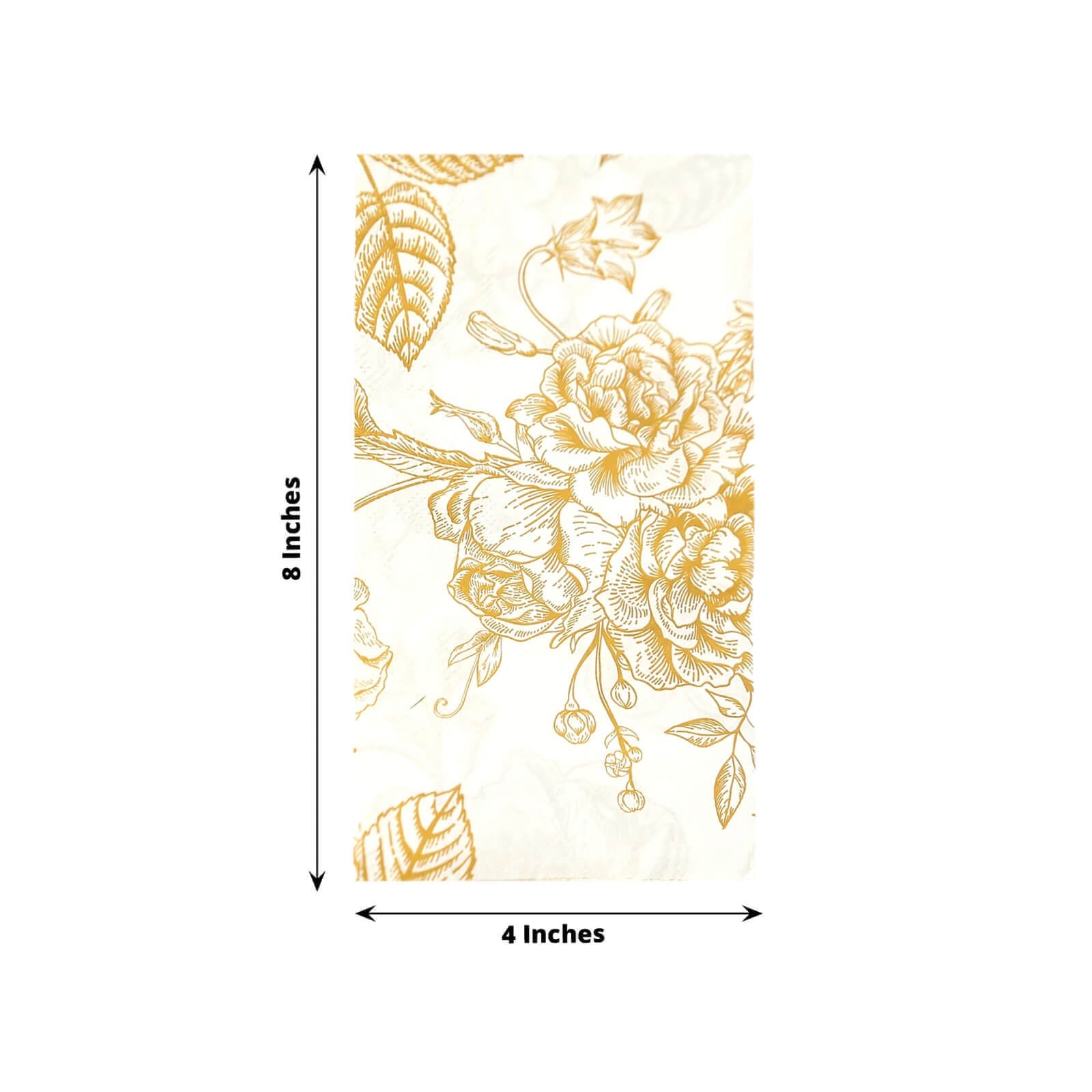50-Piece 2-Ply White Paper Dinner Napkins with Gold French Toile Floral Design - Ideal for Events