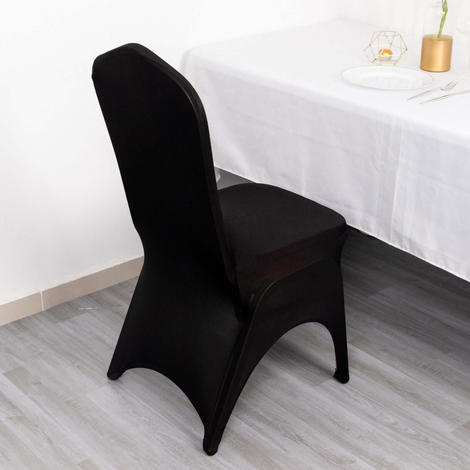 Hot! Black Premium Stretch Spandex Banquet Chair Cover - Durable 160GSM Fabric with 3 - Way Arch & Foot Pockets