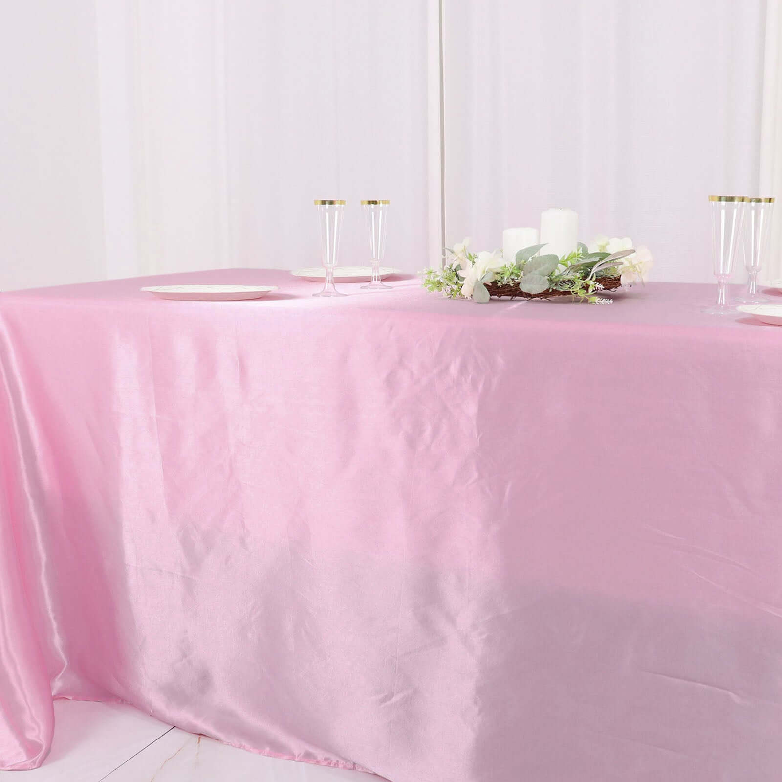 Exclusive Pink Satin 90x132 Seamless Rectangular Tablecloth