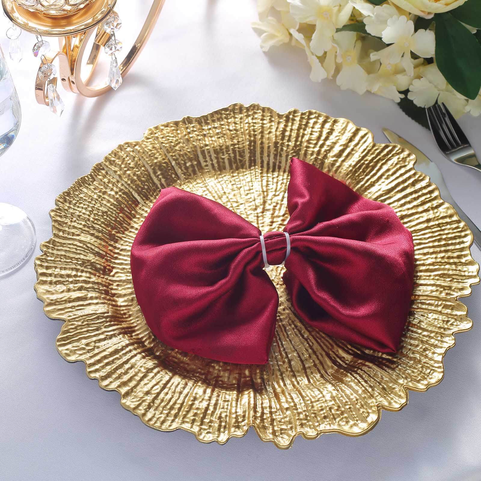 Hot Sale! 6-Piece Set of 13-Inch Gold Acrylic Round Charger Plates with Reef Design for Classy Dinners