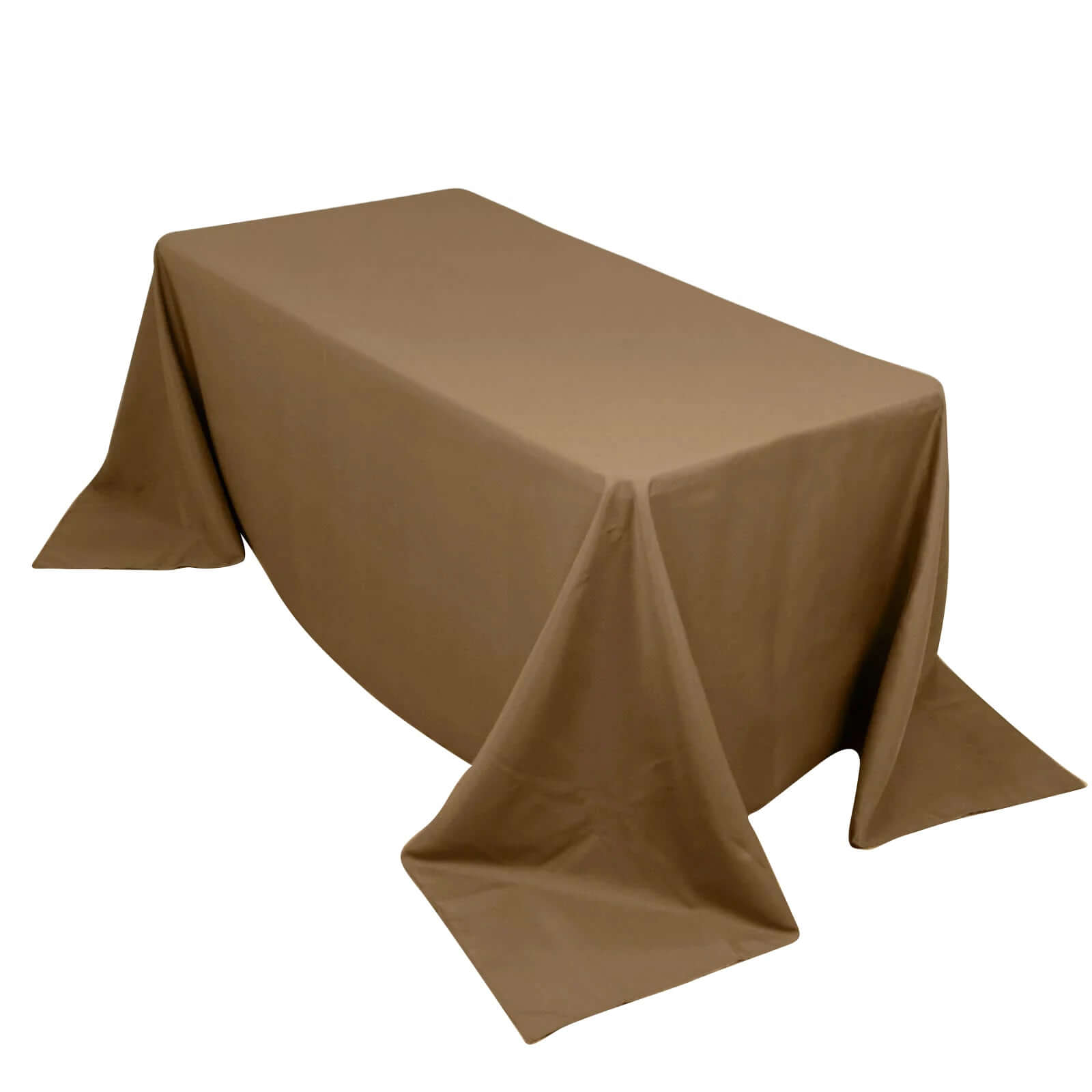 Get This Seamless, Wrinkle-Resistant 90x132 Polyester Rectangle Taupe Tablecloth Now!