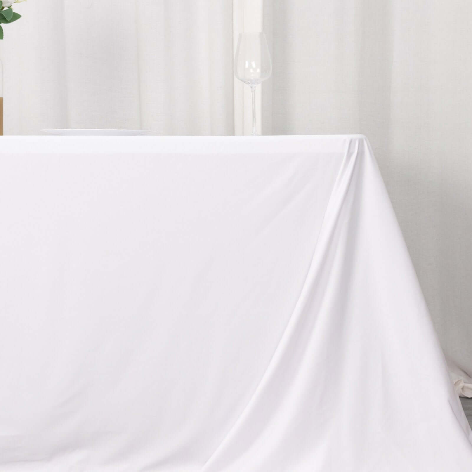 Premium Wrinkle-Free, Stain-Resistant White Scuba Tablecloth for Weddings & Parties