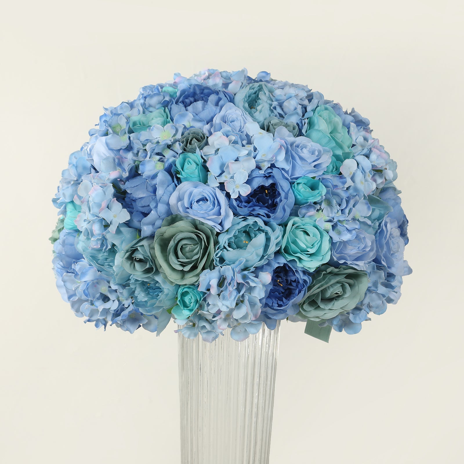 Large Pre - Arranged Blue Silk Rose Flower Balls for Wedding Table Decorations