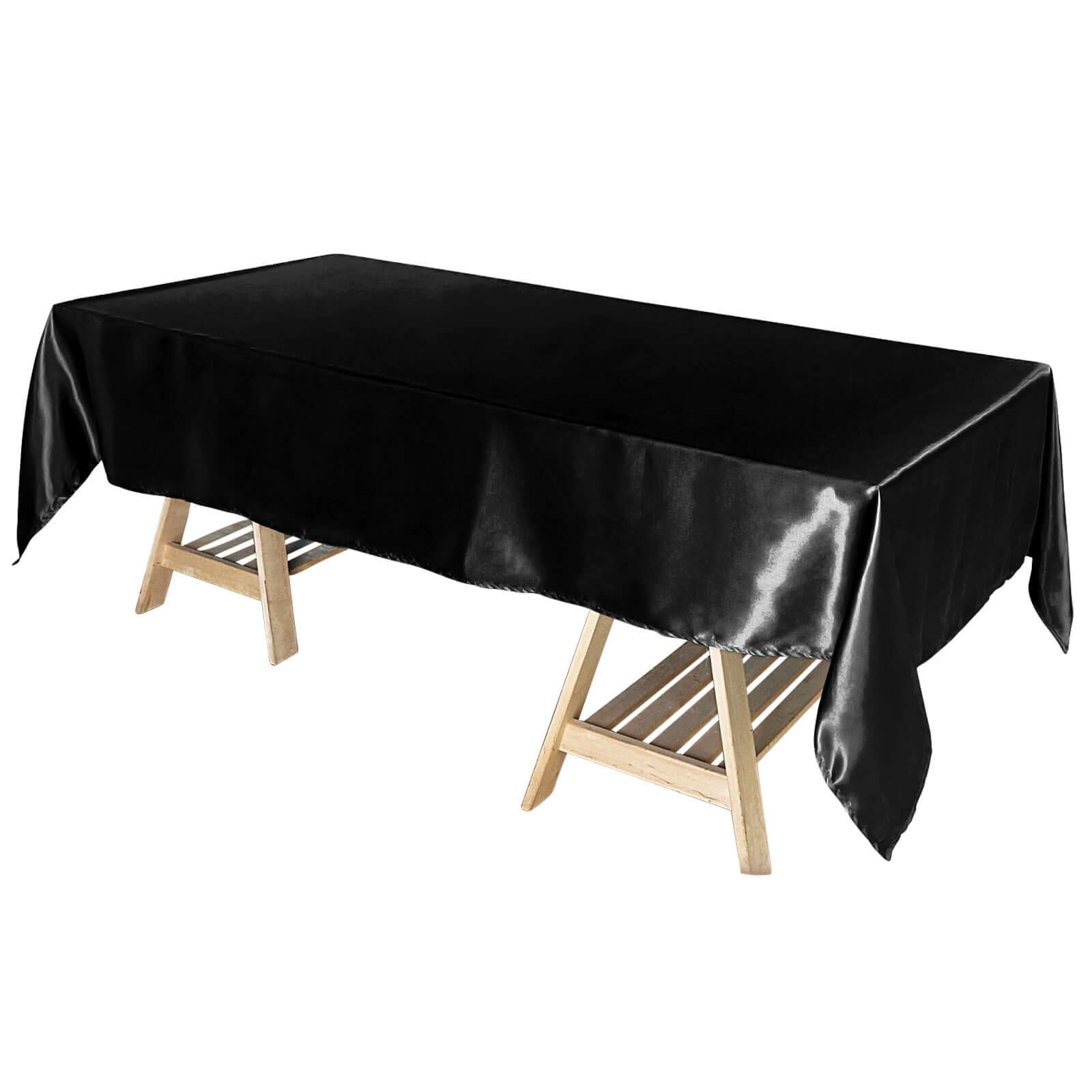 Black Satin 60x102 Rectangular Tablecloth - Smooth & Lustrous
