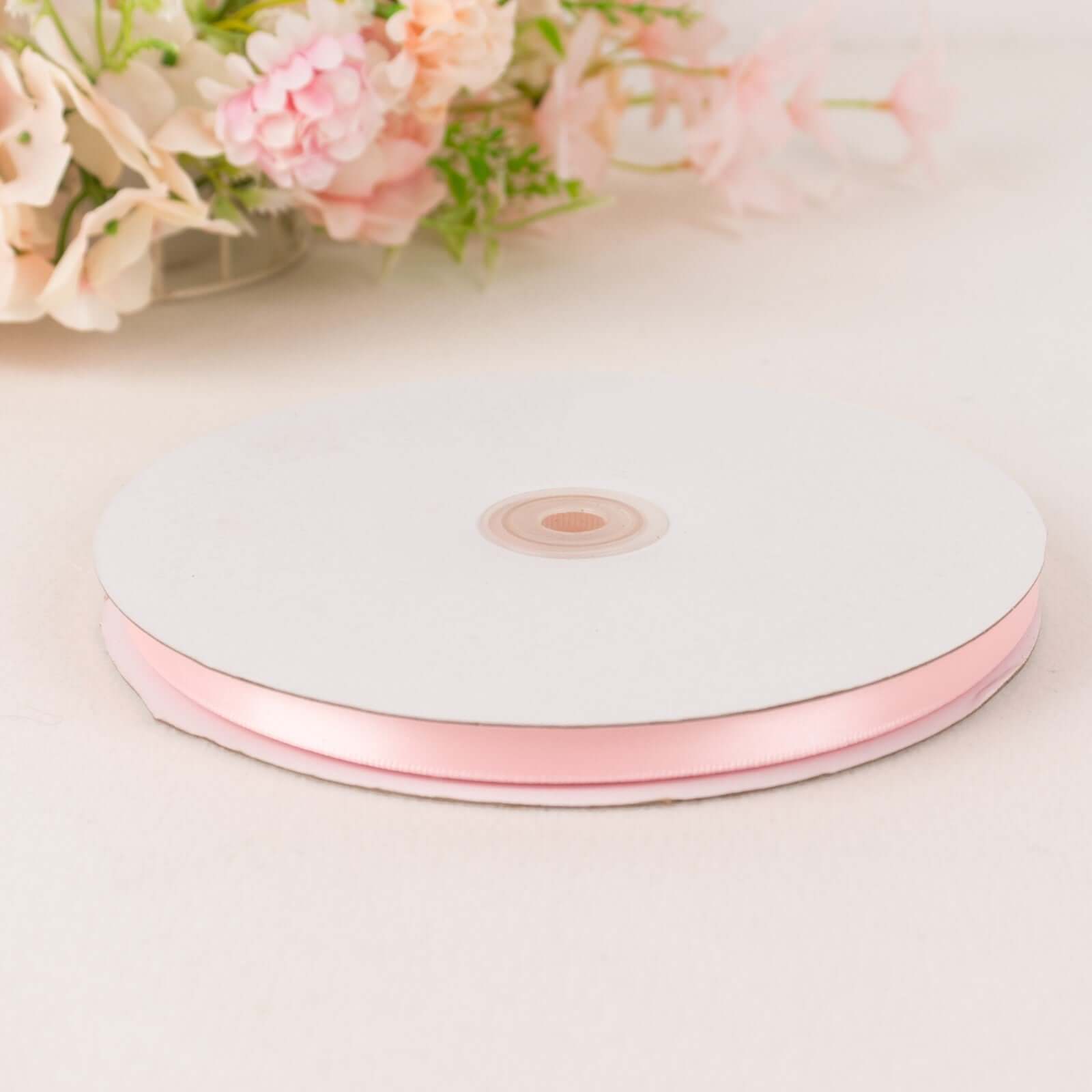 Limited Offer! 100 Yards 3/8-Inch Blush Single-Sided Decorative Satin Ribbon