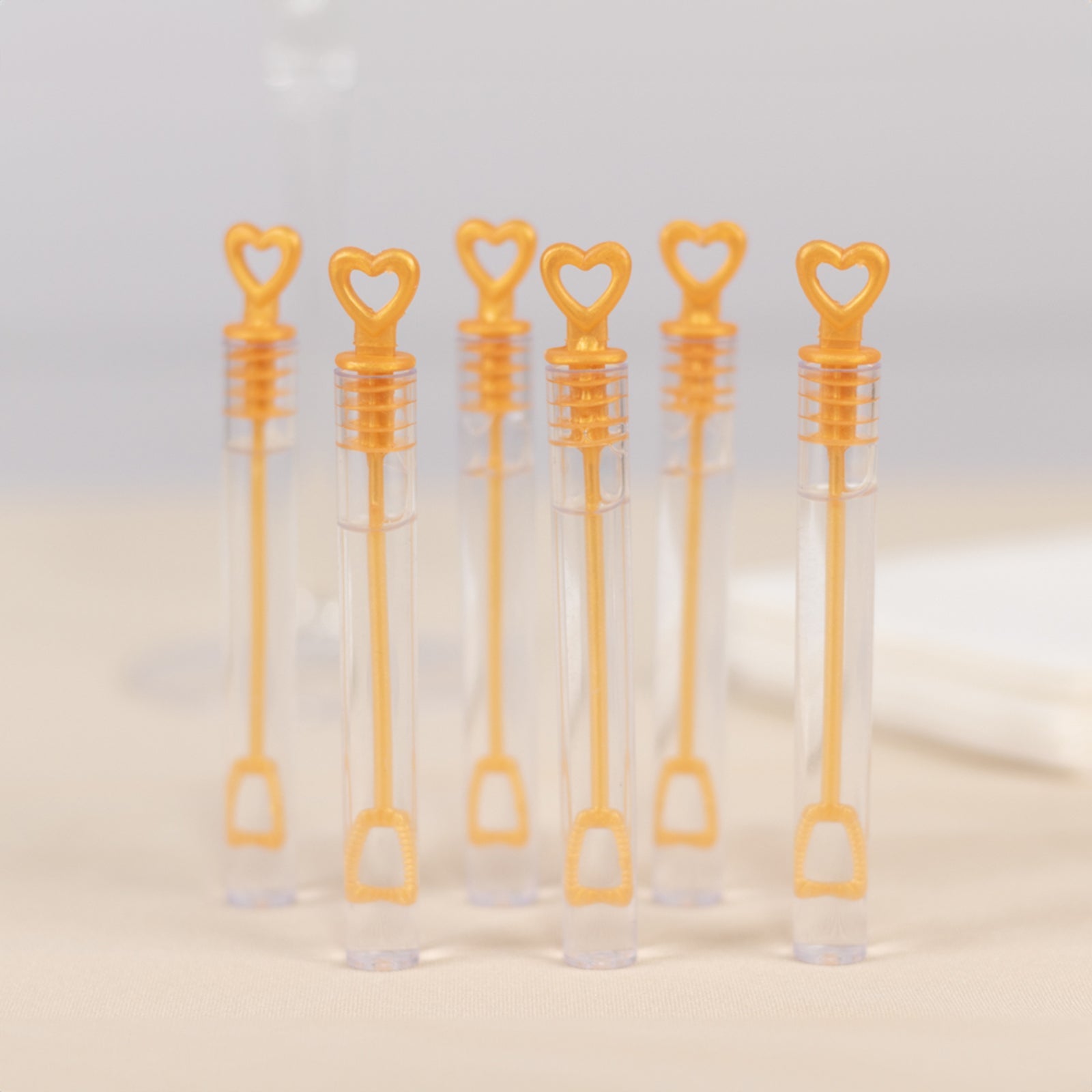 48-Piece Gold Heart-Shaped Chemistry Tube Bubble Bottles for Bridal Wedding Shower Favors