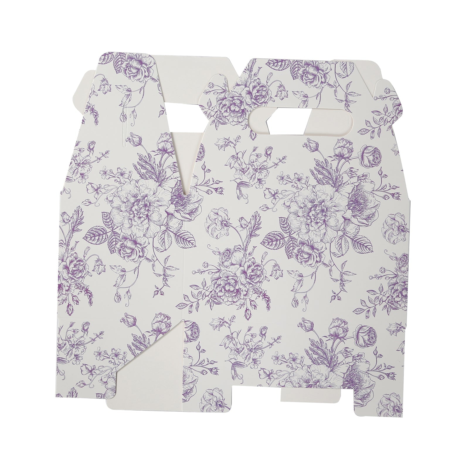 25-Pack Matte Lavender and White French Toile Pattern Candy Tote Gable Boxes in Cardstock