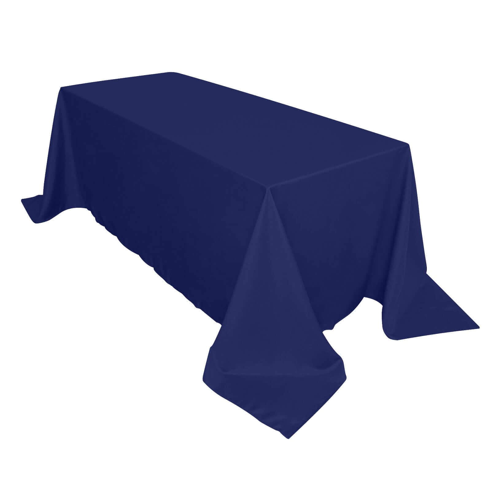 Exclusive Navy Blue Polyester 90x132 Rectangle Seamless Wrinkle-Resistant Table Cover