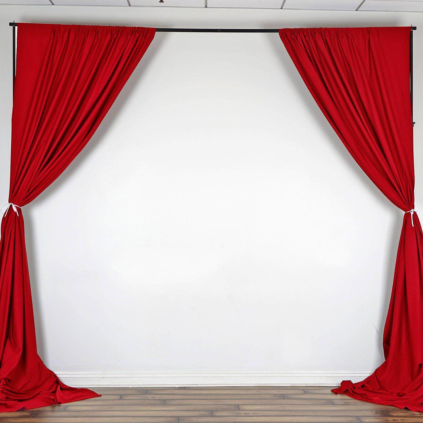Hot Sale! 2-Piece Red Scuba Polyester Event Curtains, 10ftx10ft Wrinkle-Free Flame-Resistant Backdrops with Rod Pockets