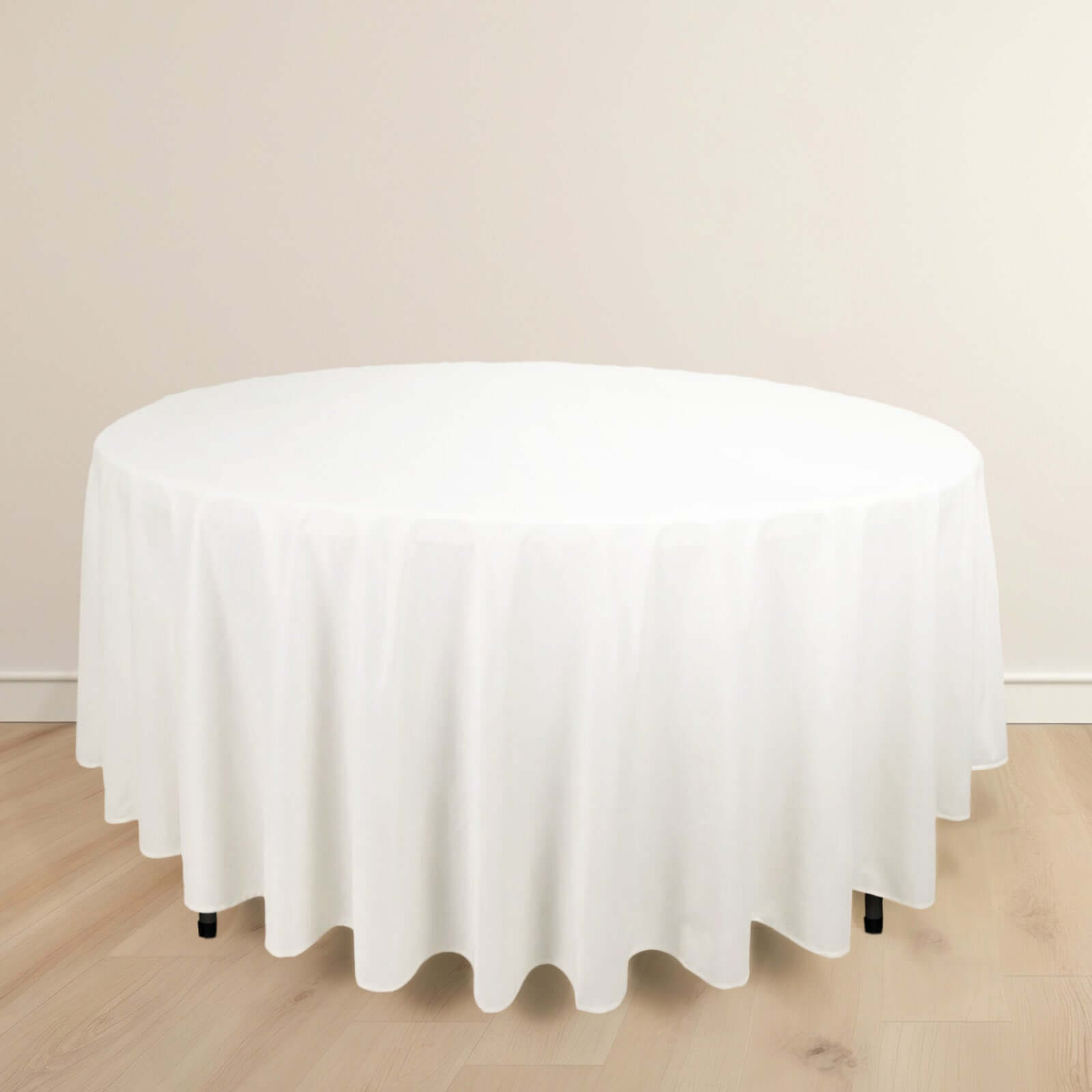 Premium Wrinkle-Free & Stain-Resistant White Scuba Round 108 Tablecloth for Elegant Events