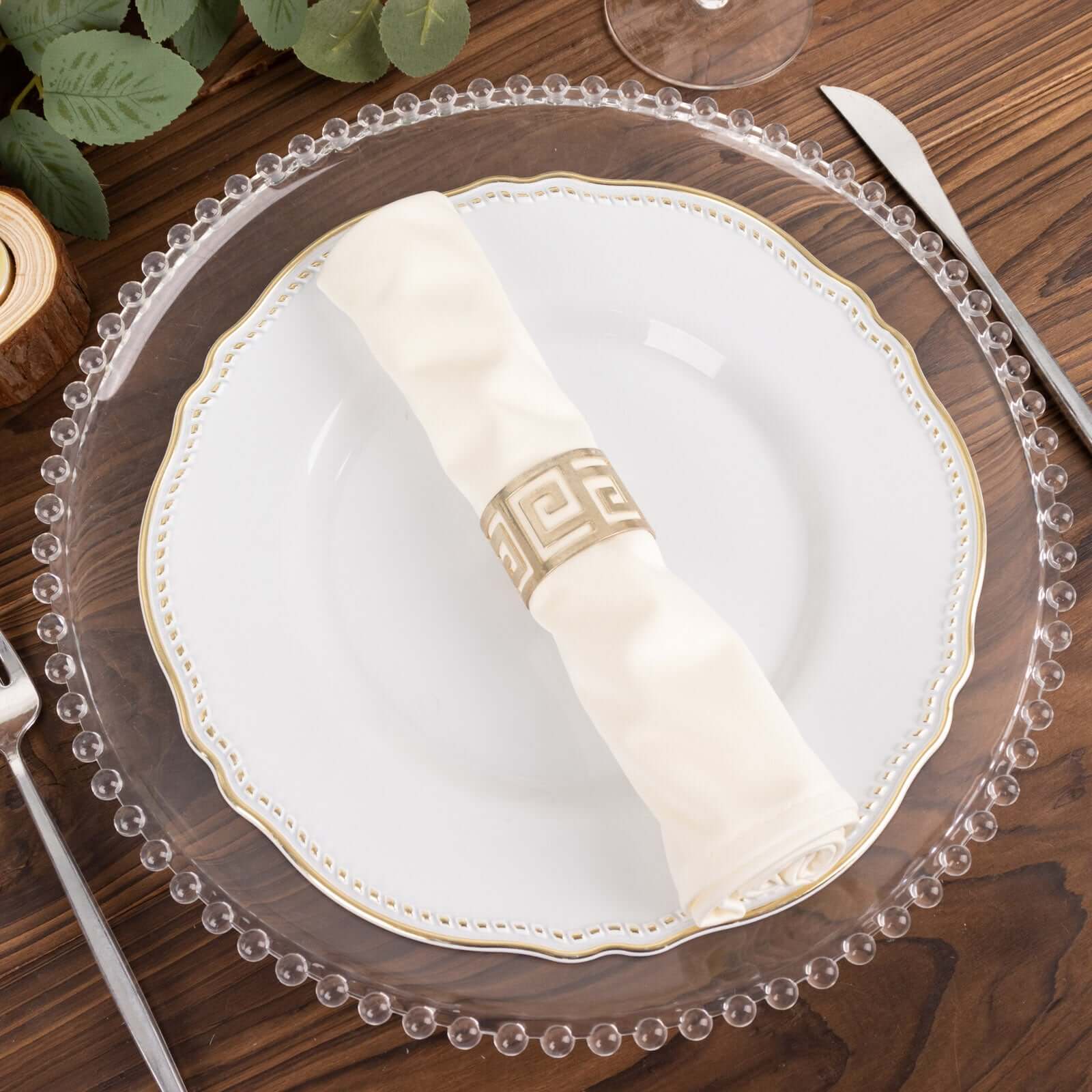 5-Piece Set of Premium Ivory 20x20 Scuba Dinner Napkins - Durable and Reusable