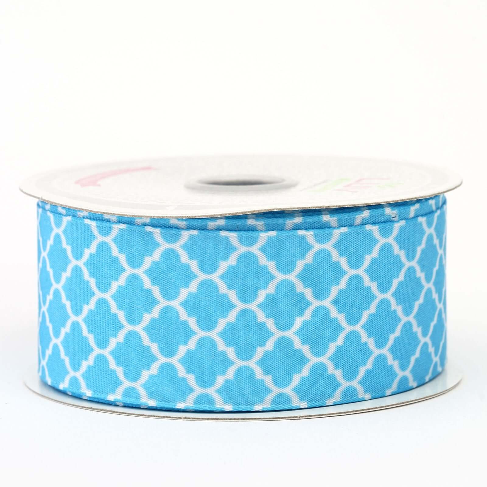 Clearance Sale! 10-Yard 1.5-Inch Turquoise Polyester Quatrefoil Grosgrain Ribbon for Crafts