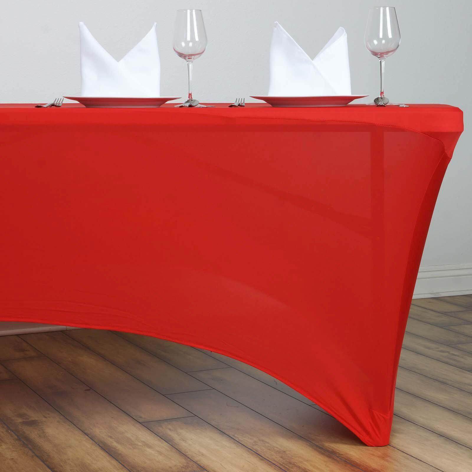 Red 6ft Stretch Spandex Rectangle Tablecloth - Durable & Form-Fitting