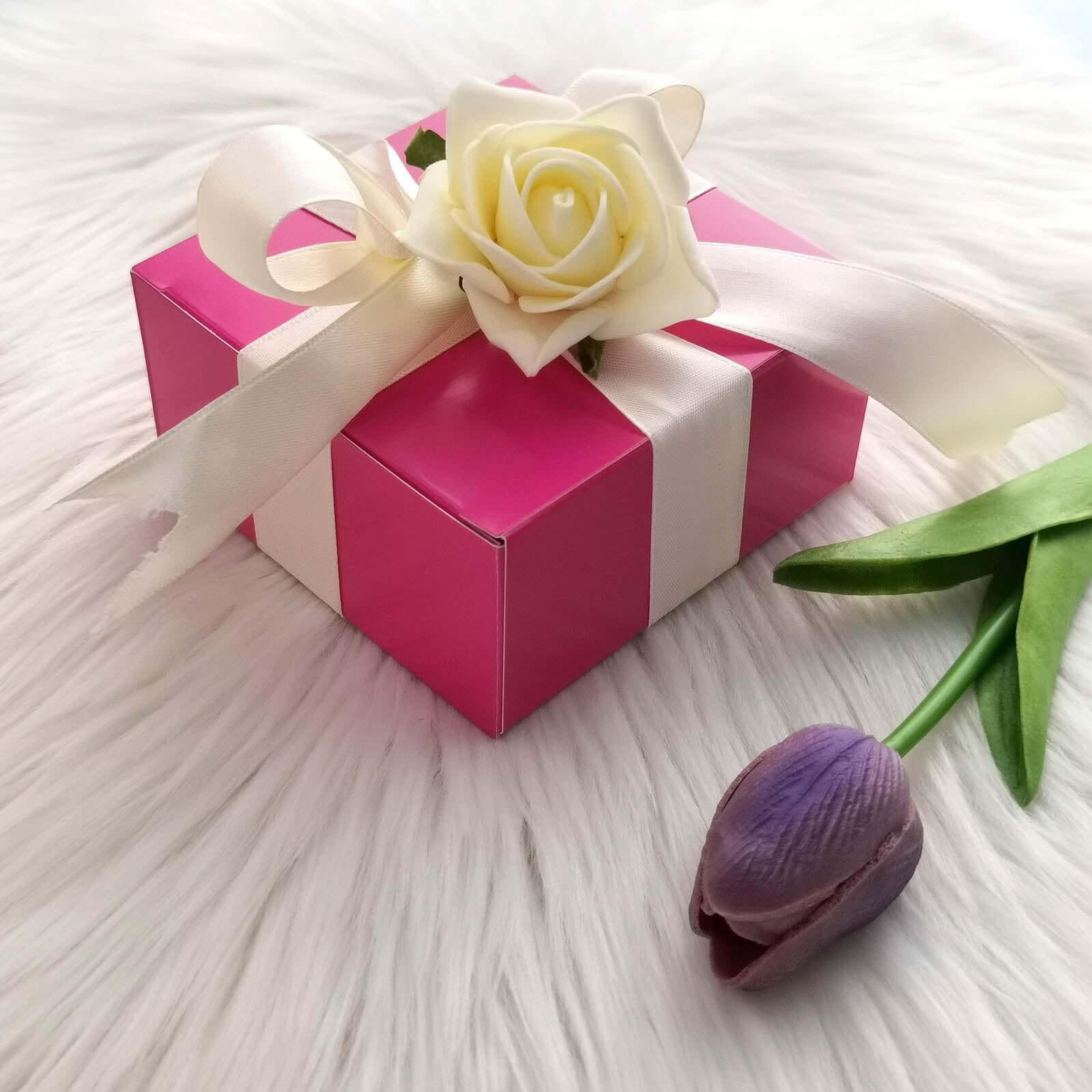 100-Pack Fuchsia Cardstock 4x4x2 Cake Cupcake Party Favor Gift Boxes for DIY