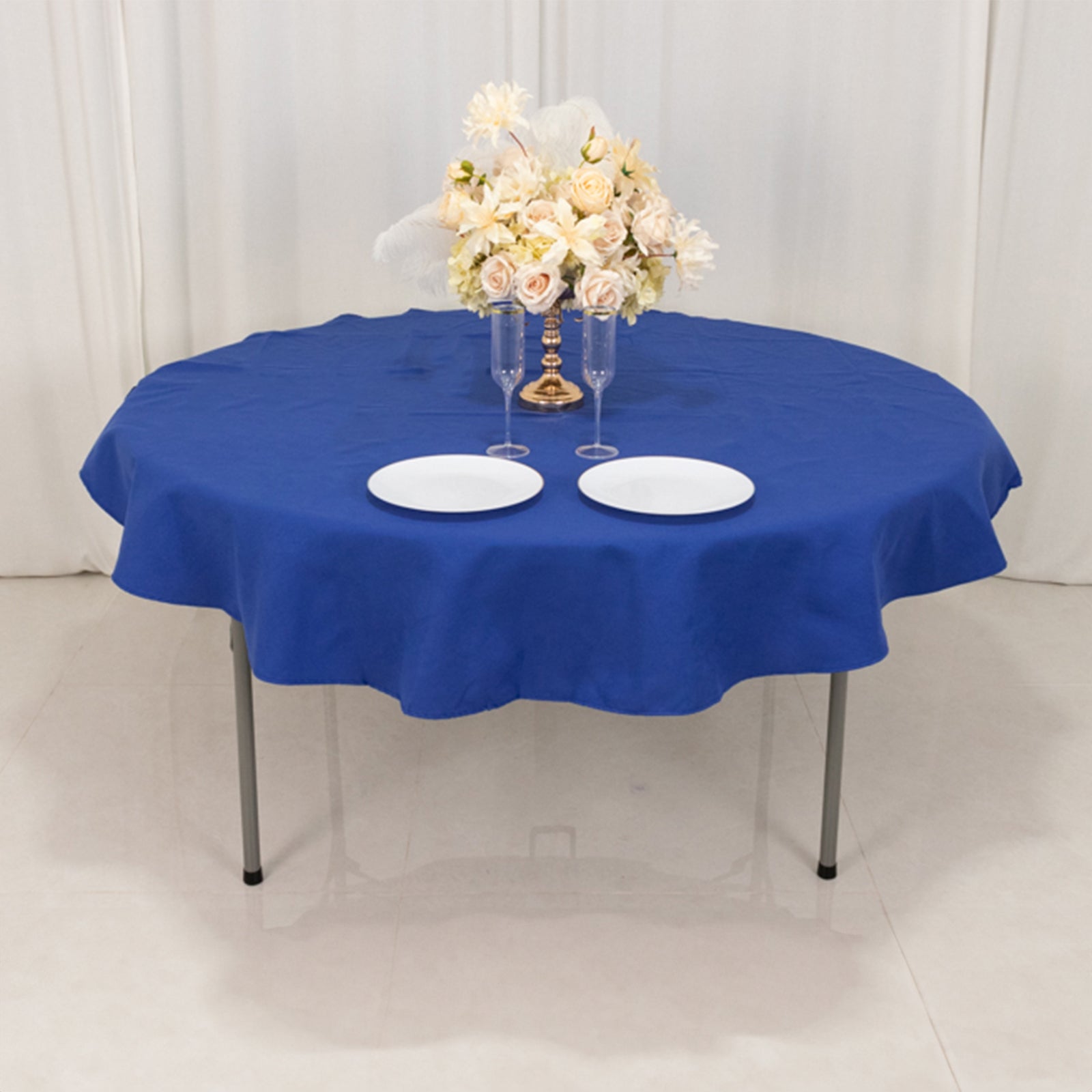 Exclusive Royal Blue 70" Cotton Blend Round Tablecloth - Wrinkle-Free and Ideal for Events