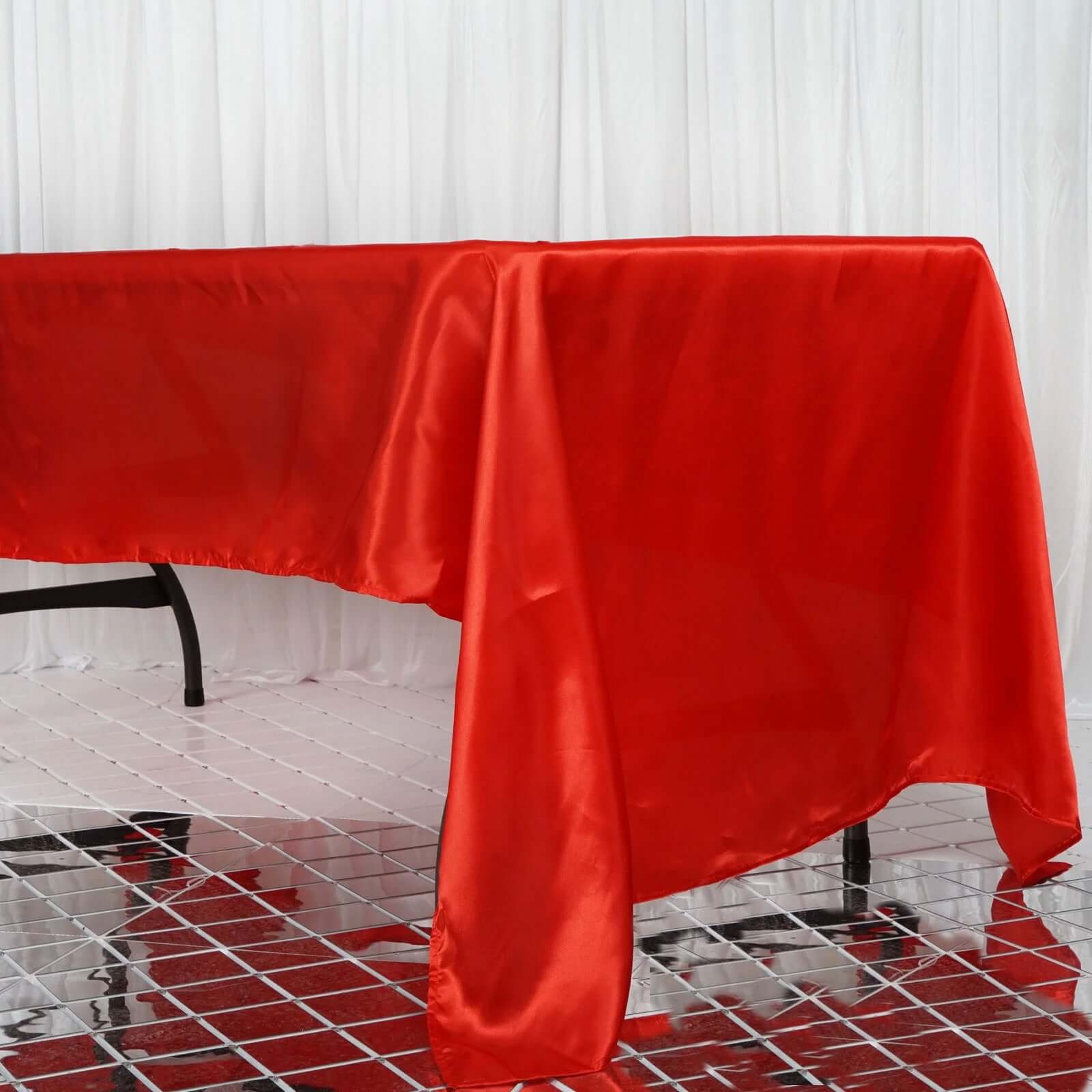 Hot Deal! Red Satin Rectangular Tablecloth 60x126 - Smooth and Shiny Table Cover