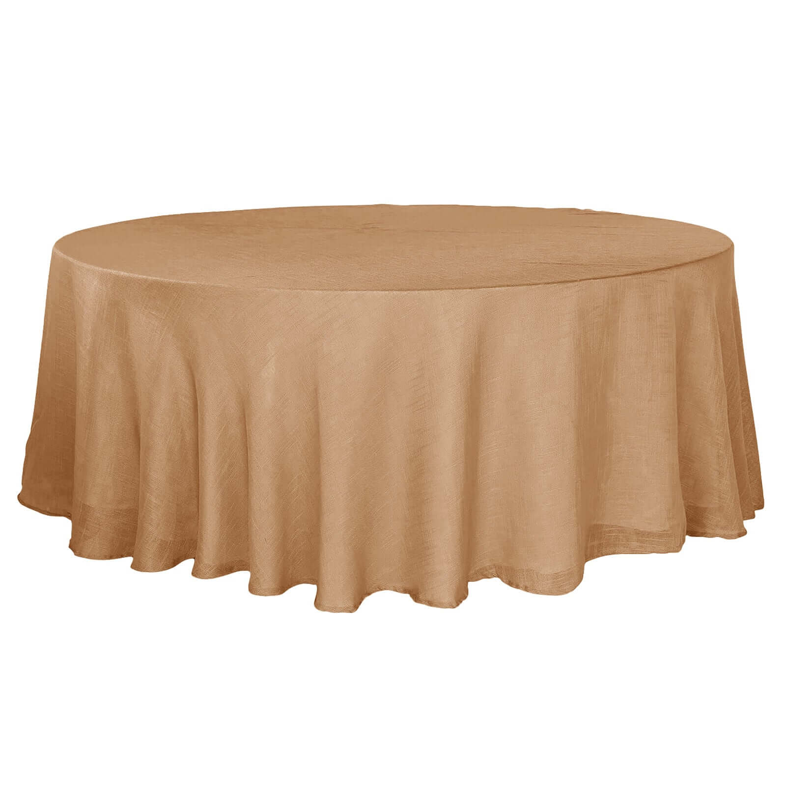 Natural Faux Linen 108 Round Wrinkle-Resistant Tablecloth - High Quality