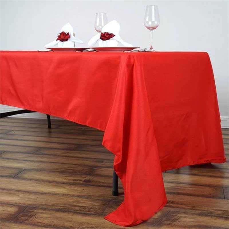 Red Polyester Rectangle Tablecloth 60x126 - Wrinkle-Resistant, Ideal for Various Events