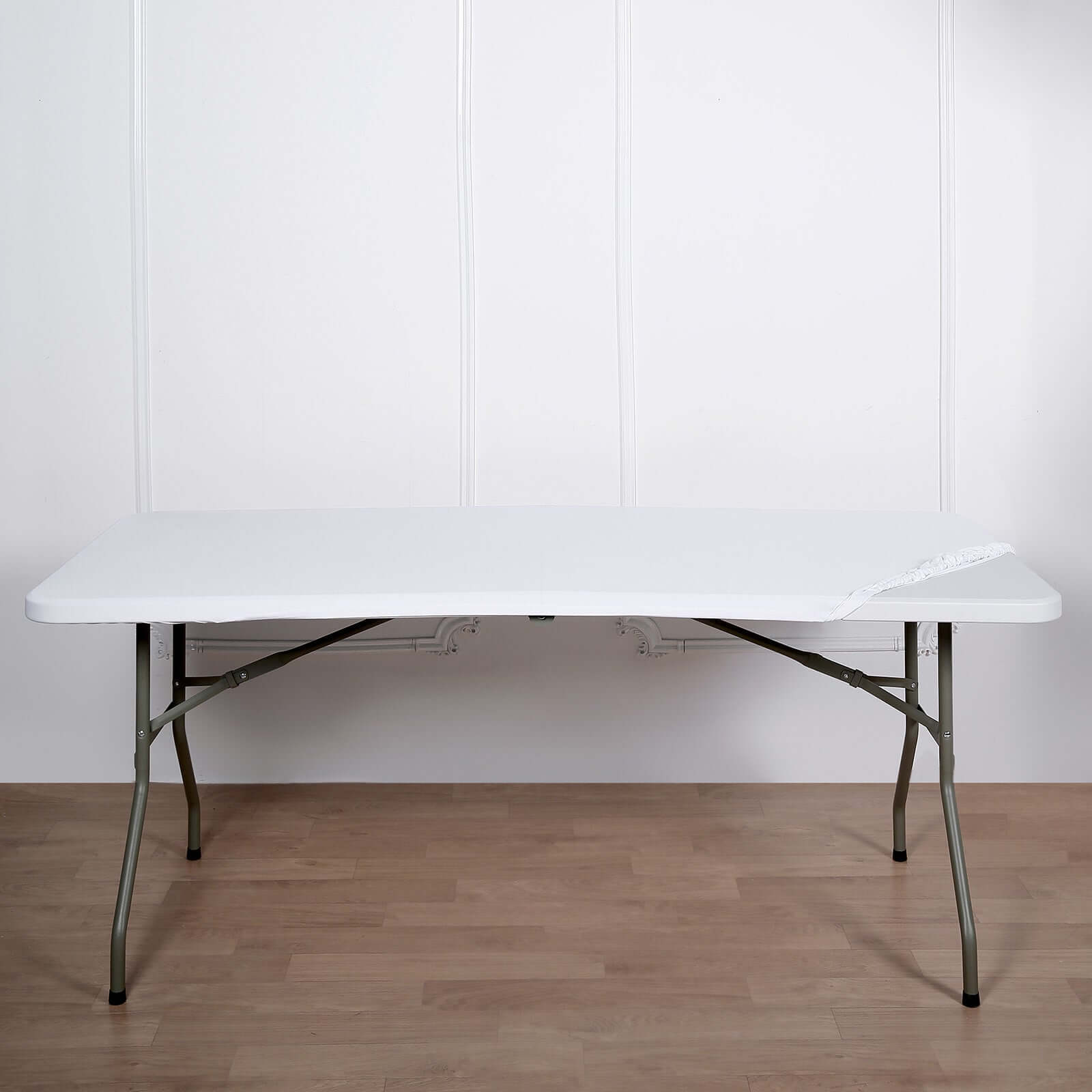 White Stretch Spandex 72x30 Rectangle Fitted Table Topper - Durable & Sleek