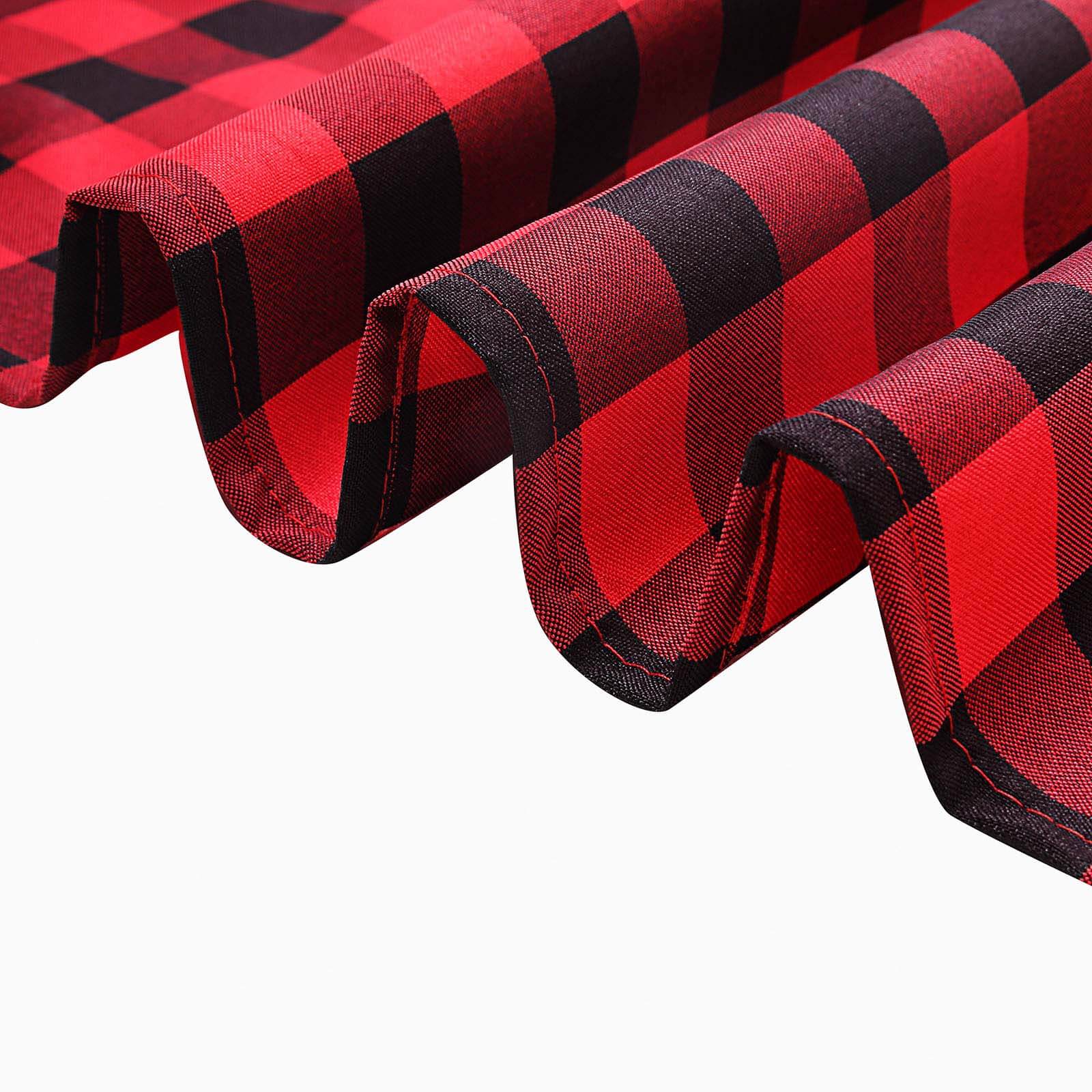 Black/Red Checkered Buffalo Plaid Polyester Tablecloth 60x102 - Ideal for Everyday Use