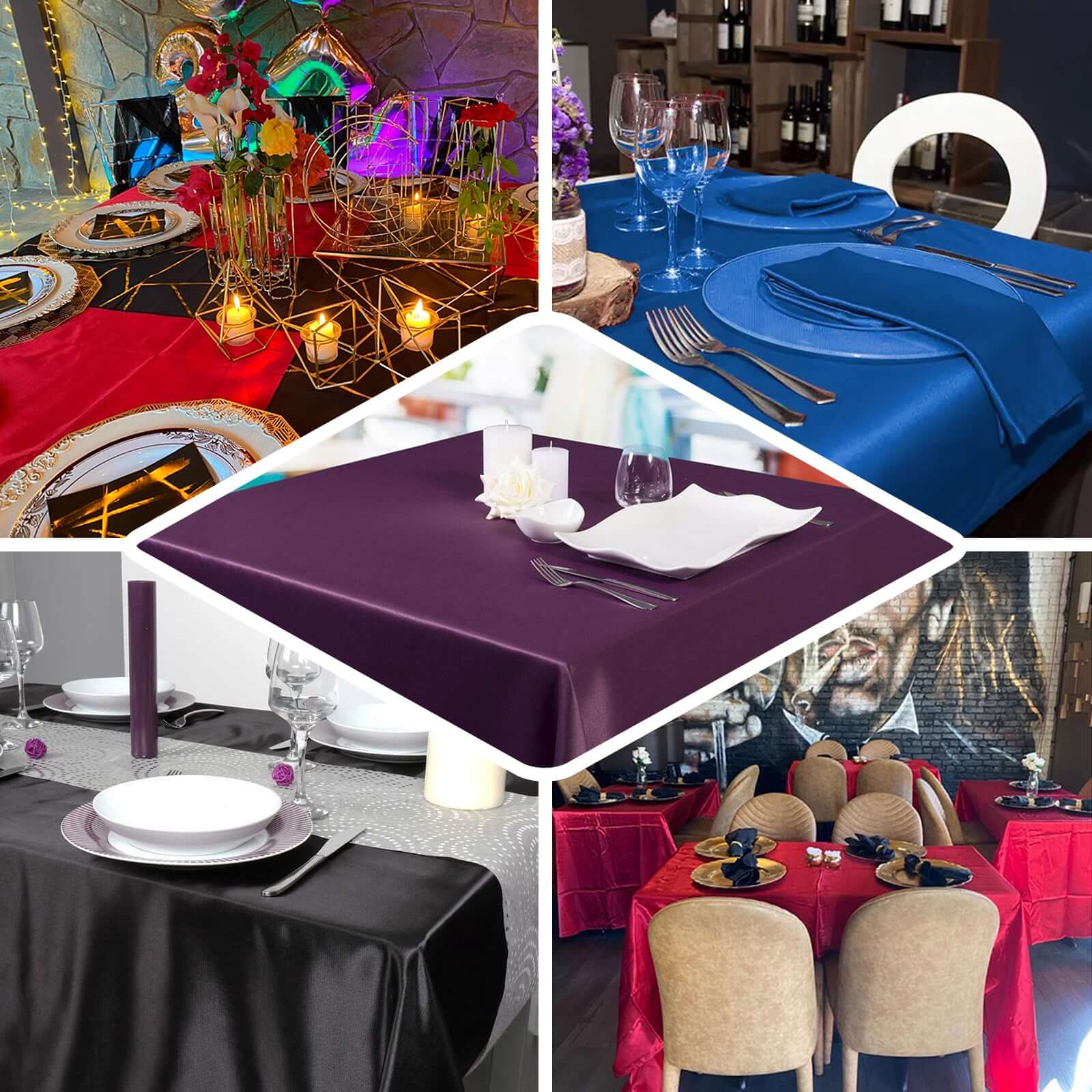 Black Satin 60x126 Rectangular Tablecloth - Lustrous and Stain-Resistant
