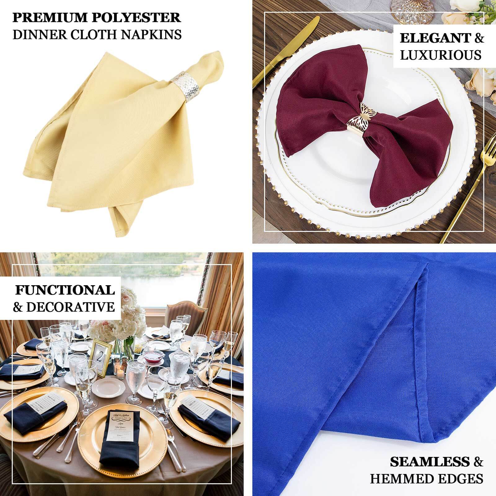 5-Piece Set of Wrinkle-Resistant & Durable 20x20 Terracotta (Rust) Premium Polyester Dinner Napkins