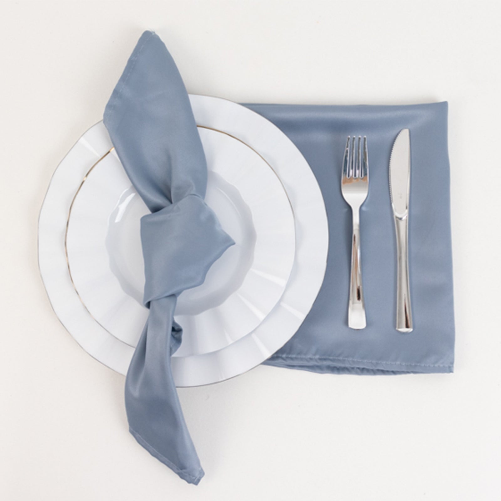Get 5-Pack Dusty Blue Lamour Satin 20x20 Dinner Napkins with Soft Matte Finish