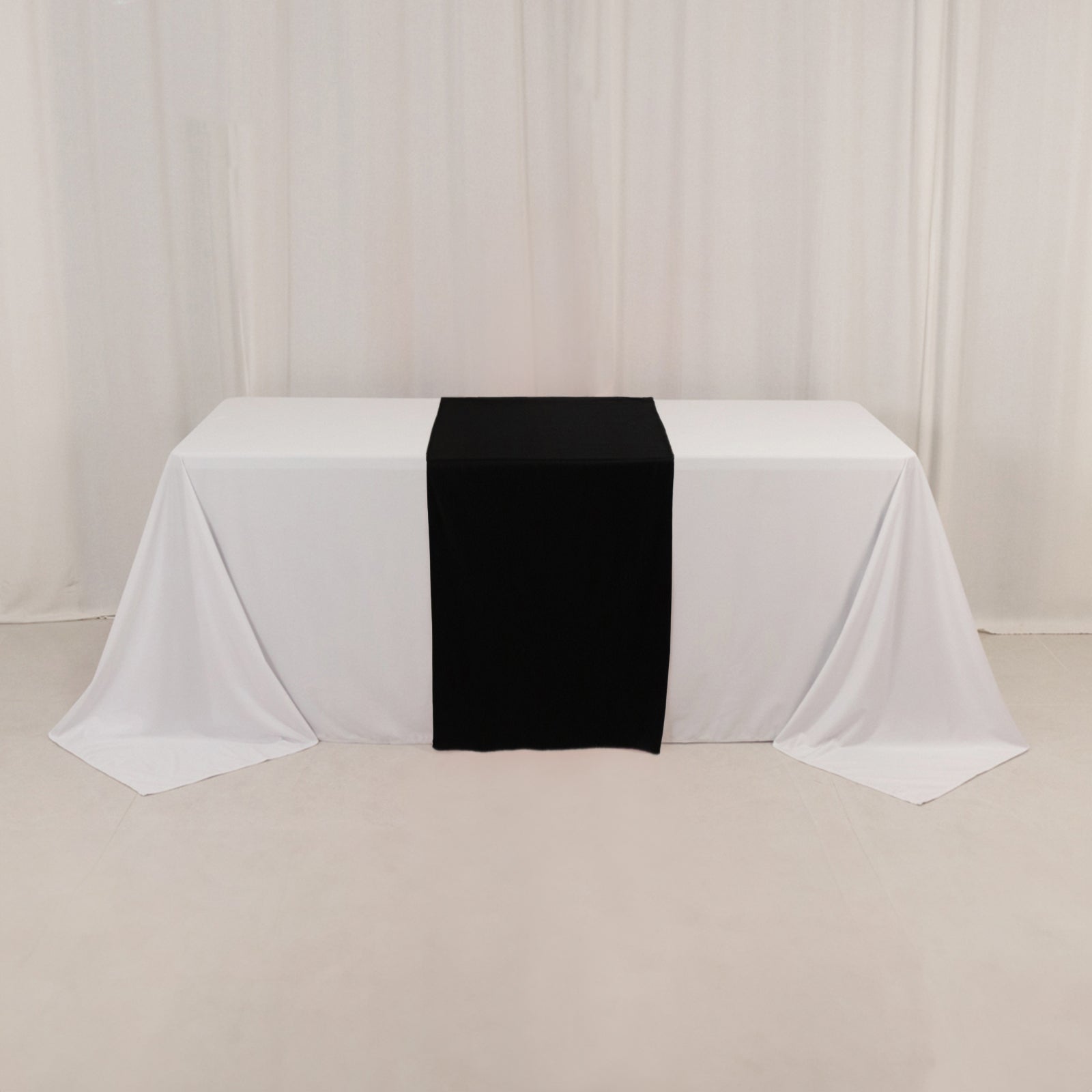 Black 24x72 Wide Polyester Table Runner - Durable for Trade Shows, Great Value!