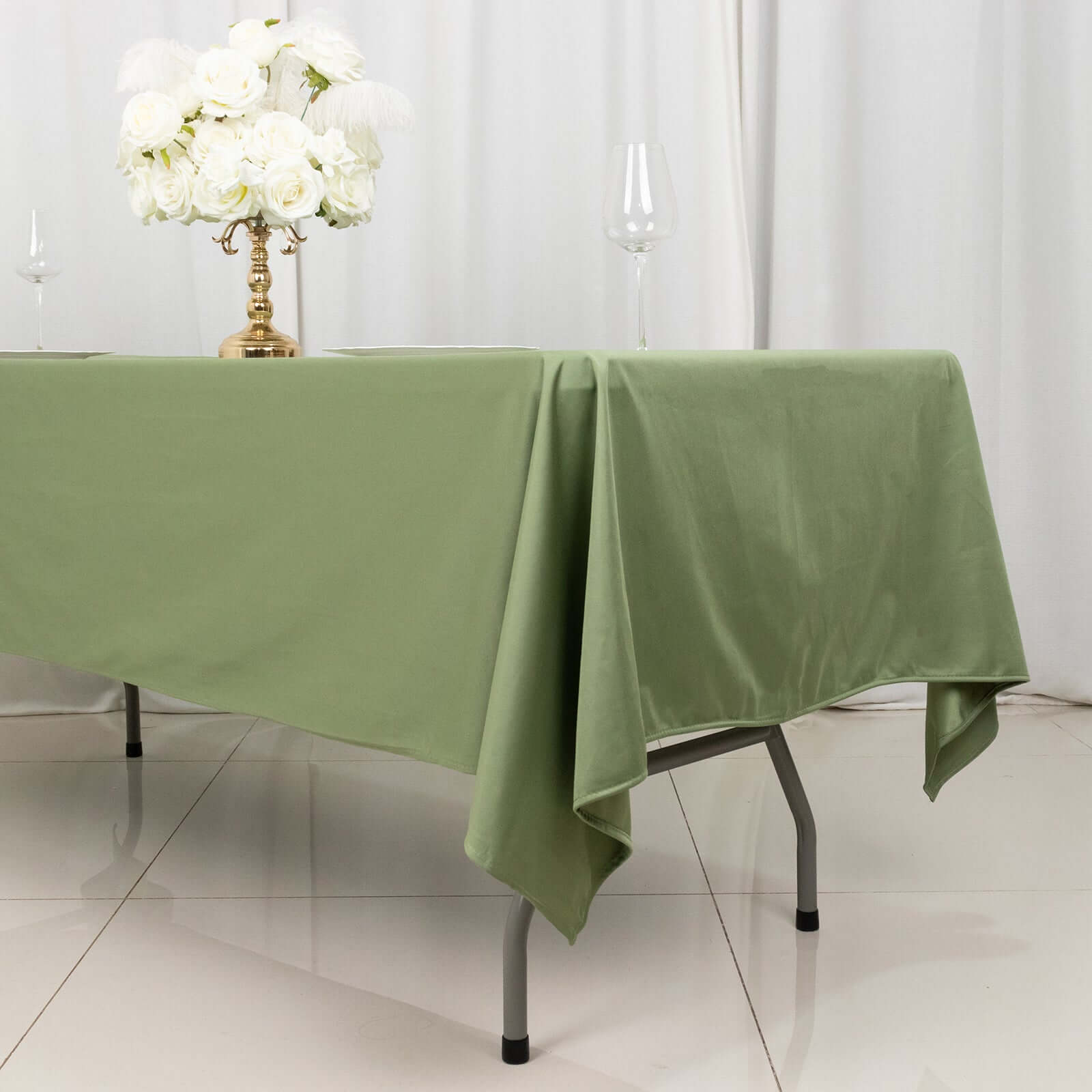Wrinkle-Free & Stain-Resistant Premium Scuba 60x102 Dusty Sage Green Rectangular Tablecloth