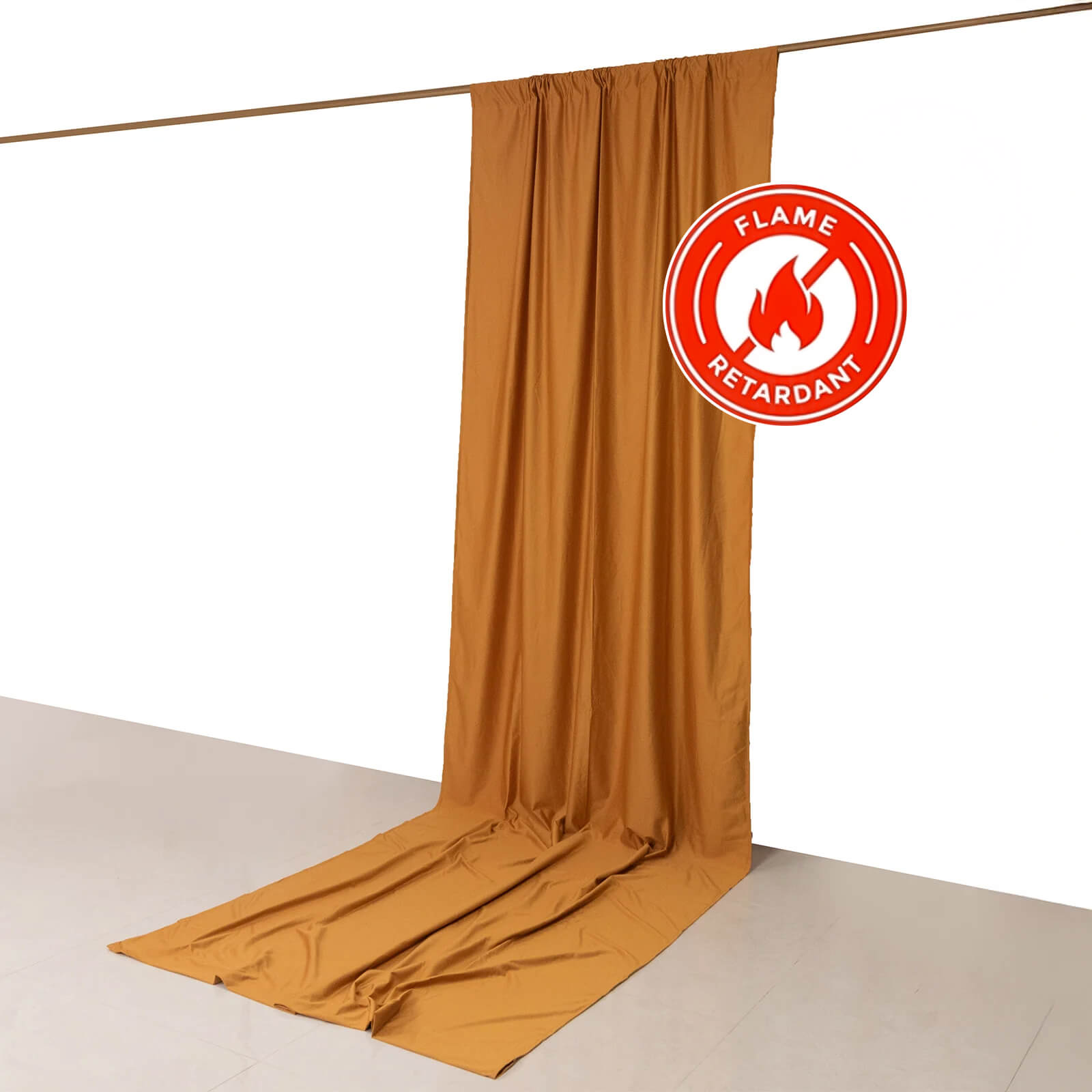 Premium Gold Scuba Polyester Event Curtain Drapes - Durable, Flame Resistant & Wrinkle Free, 5ftx14ft