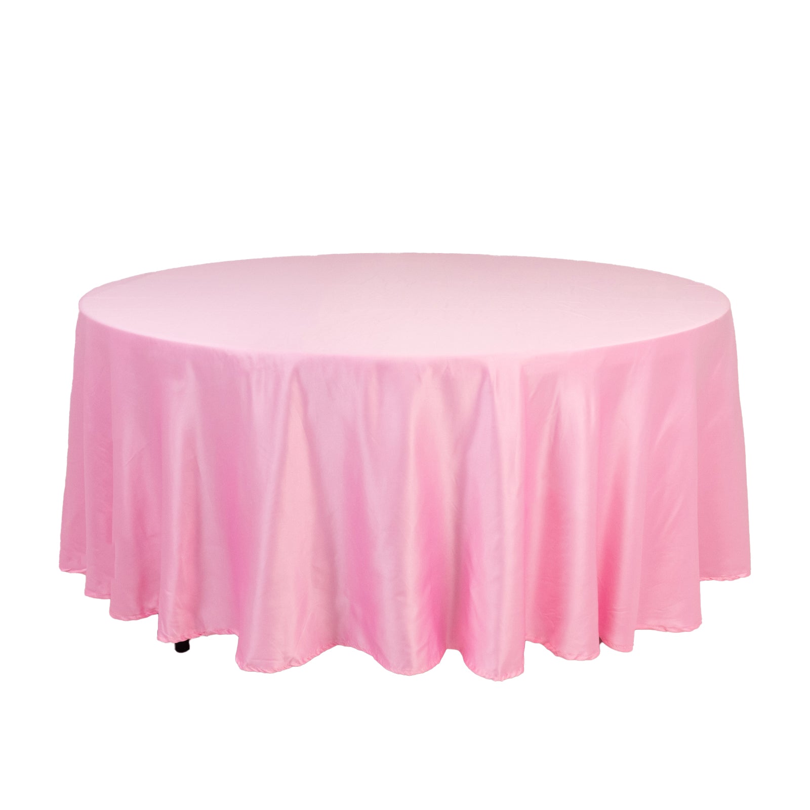 Pink 108-Inch Durable Silk-Like Lamour Satin Round Tablecloth