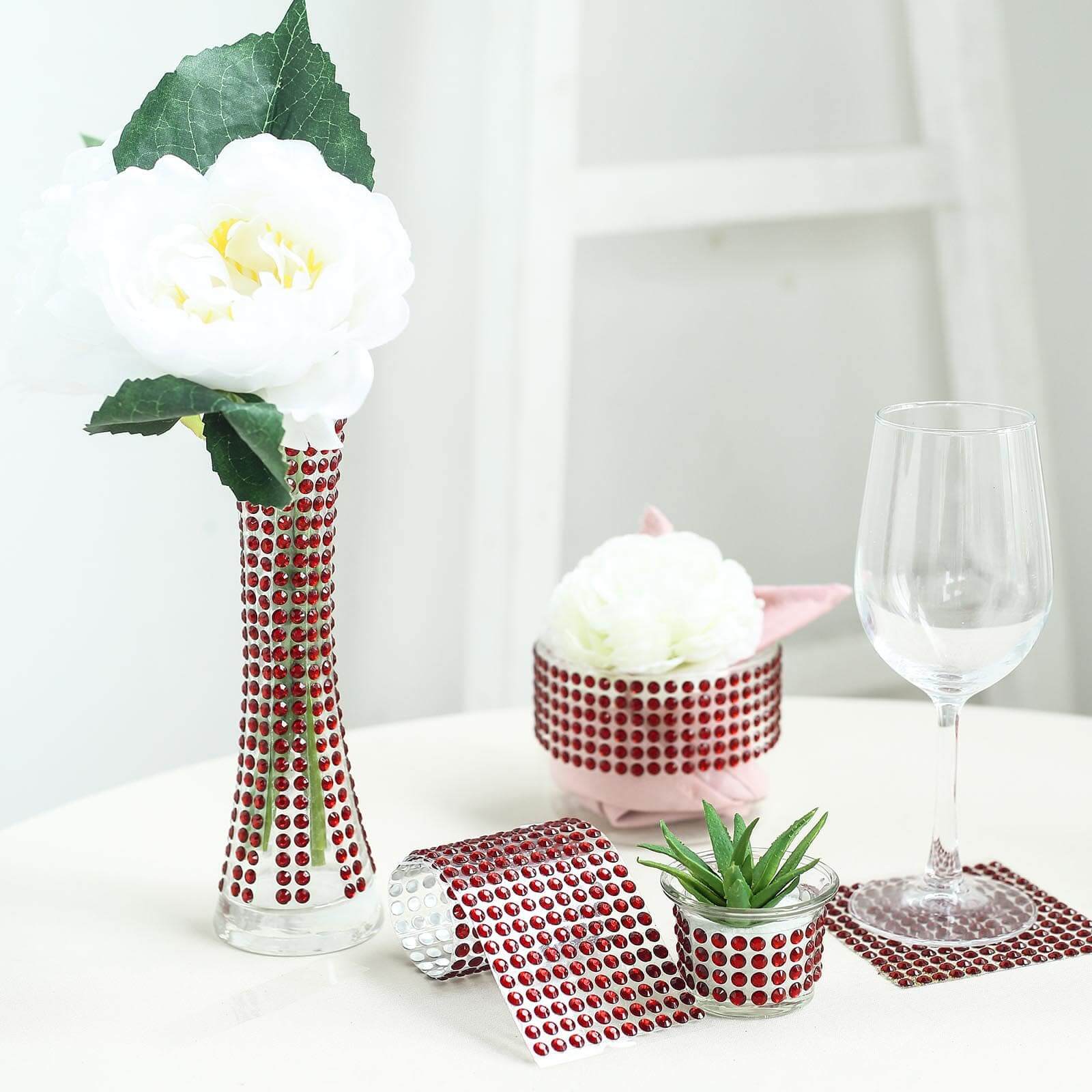 21x11 Red Self - Adhesive Rhinestone Sheets for DIY Craft Decoration
