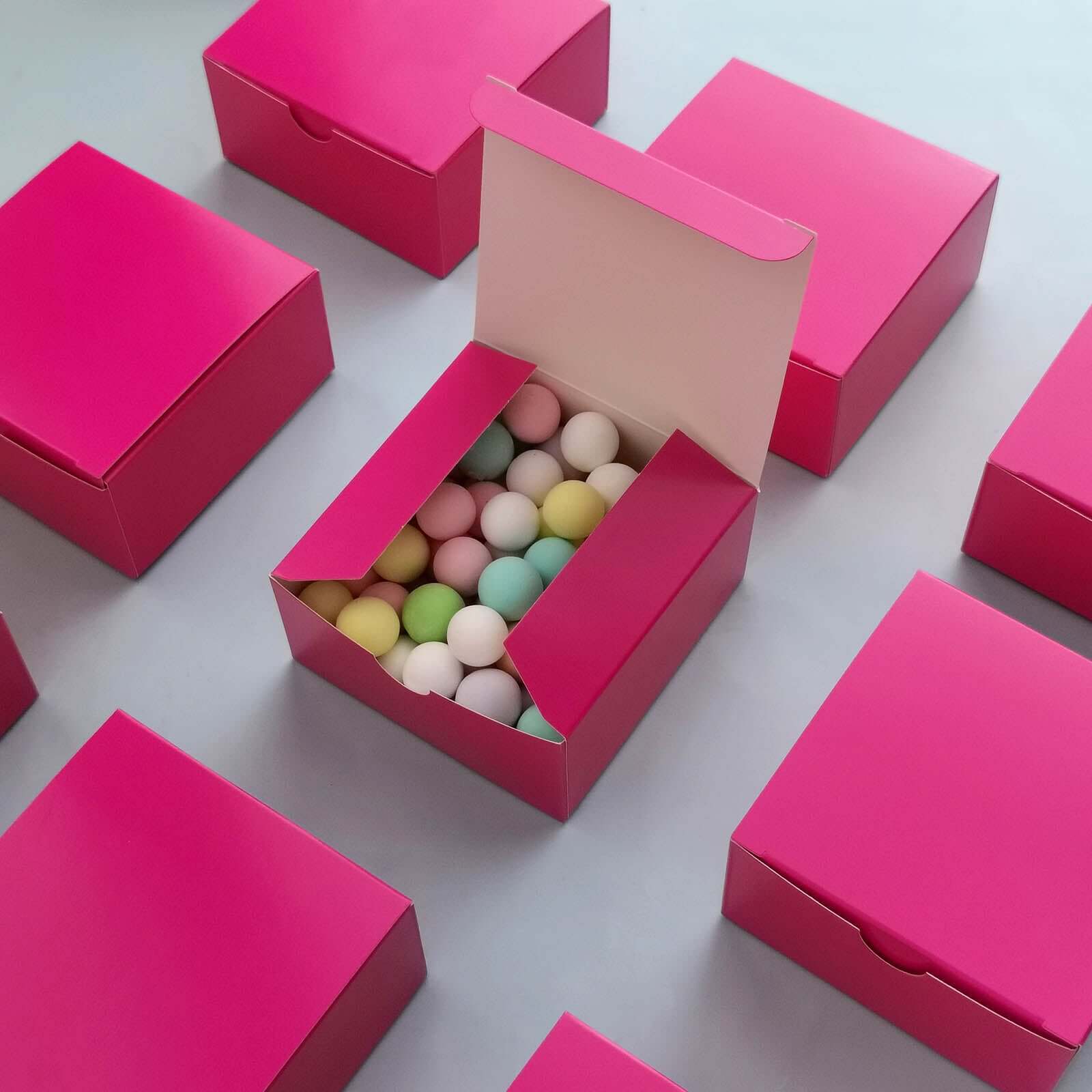 100-Pack Fuchsia Cardstock 4x4x2 Cake Cupcake Party Favor Gift Boxes for DIY