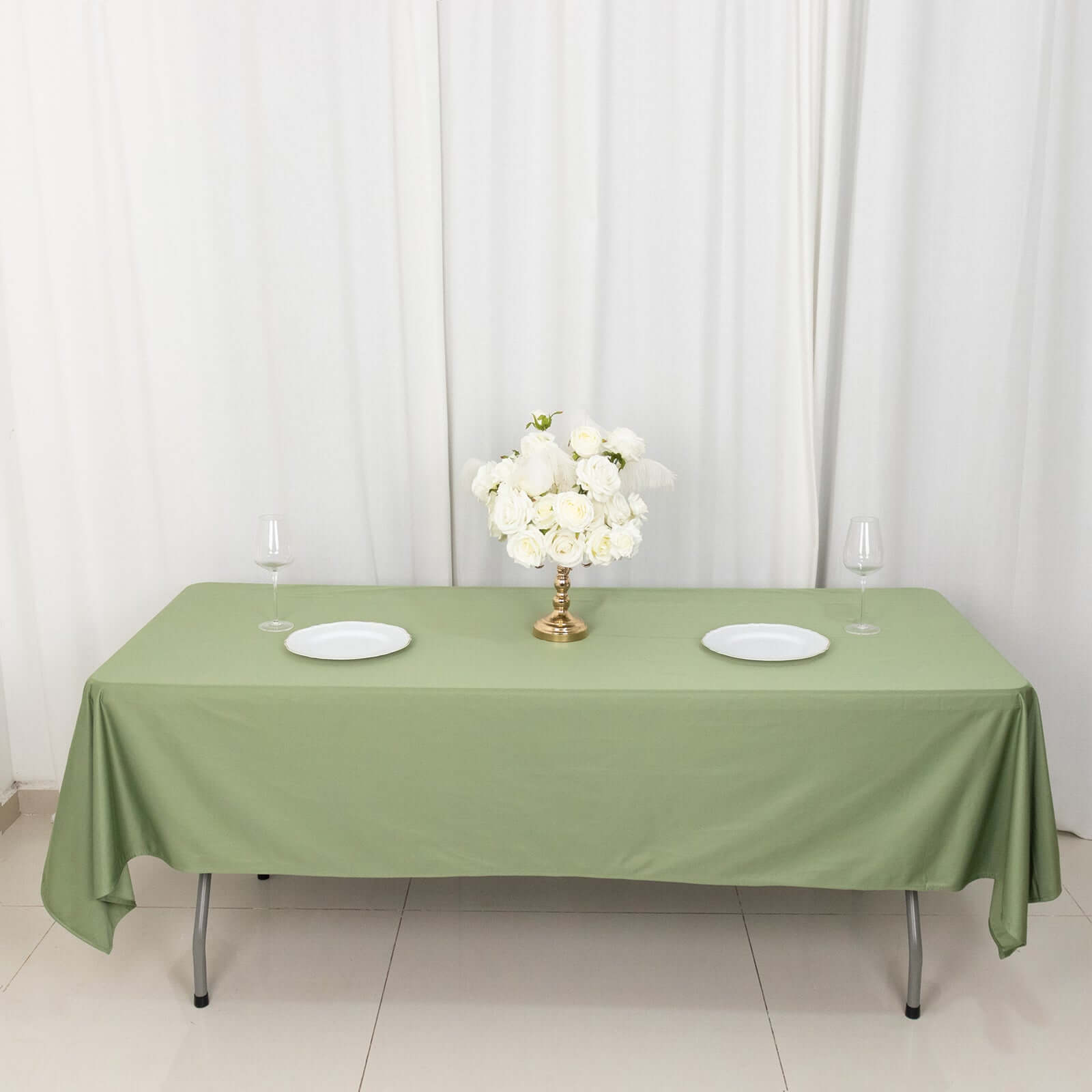 Wrinkle-Free & Stain-Resistant Premium Scuba 60x102 Dusty Sage Green Rectangular Tablecloth