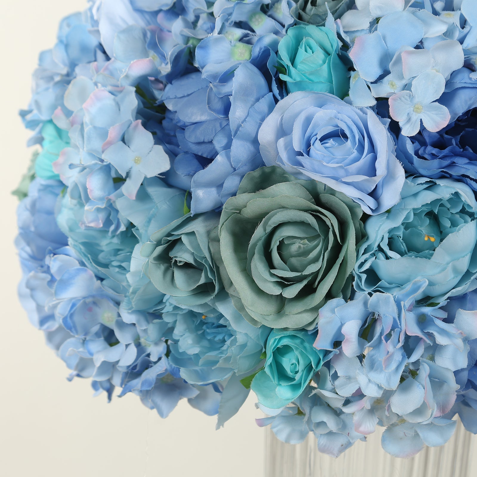 Large Pre - Arranged Blue Silk Rose Flower Balls for Wedding Table Decorations