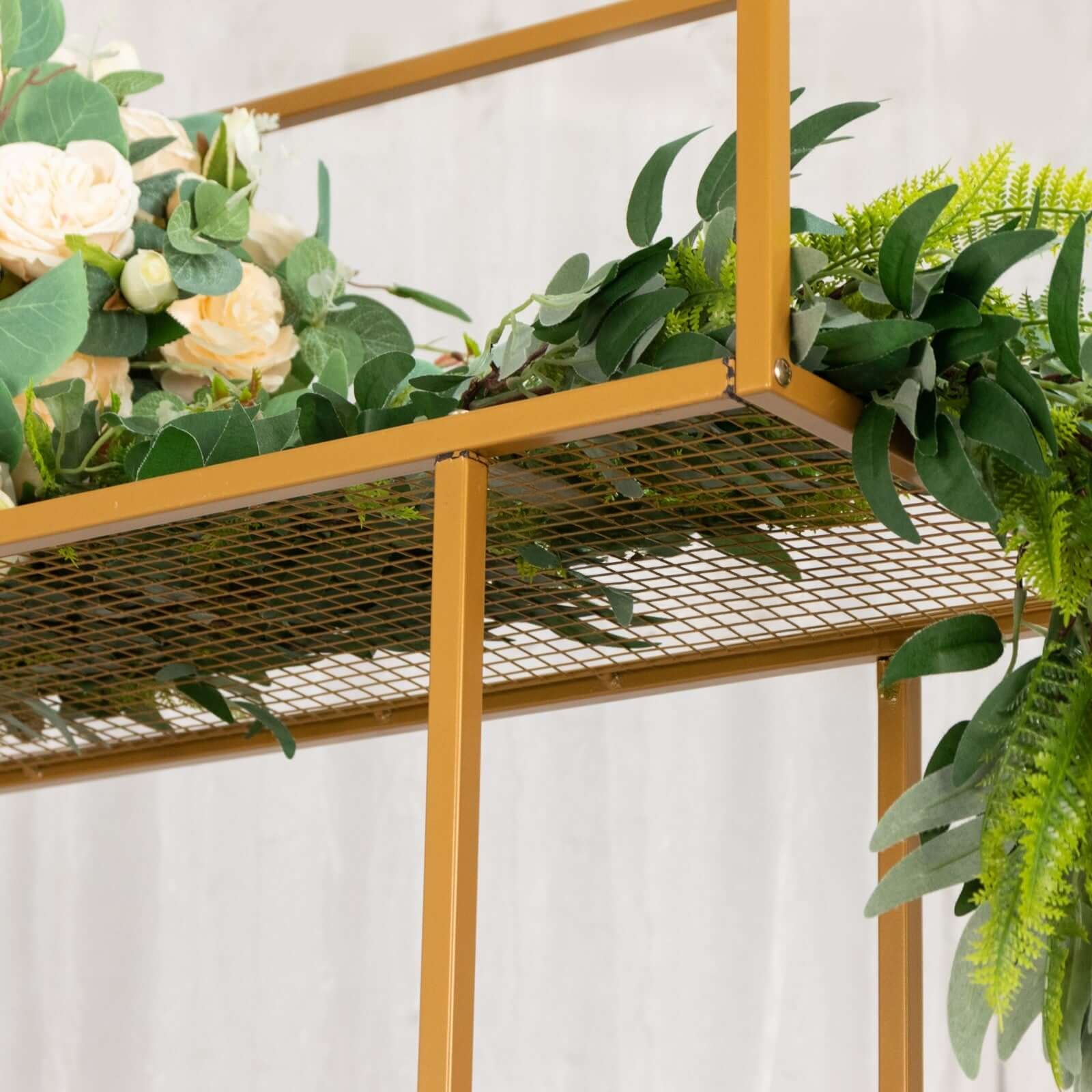Heavy Duty Gold Metal Rectangular Tall Floral Display Rack - 48 Inches